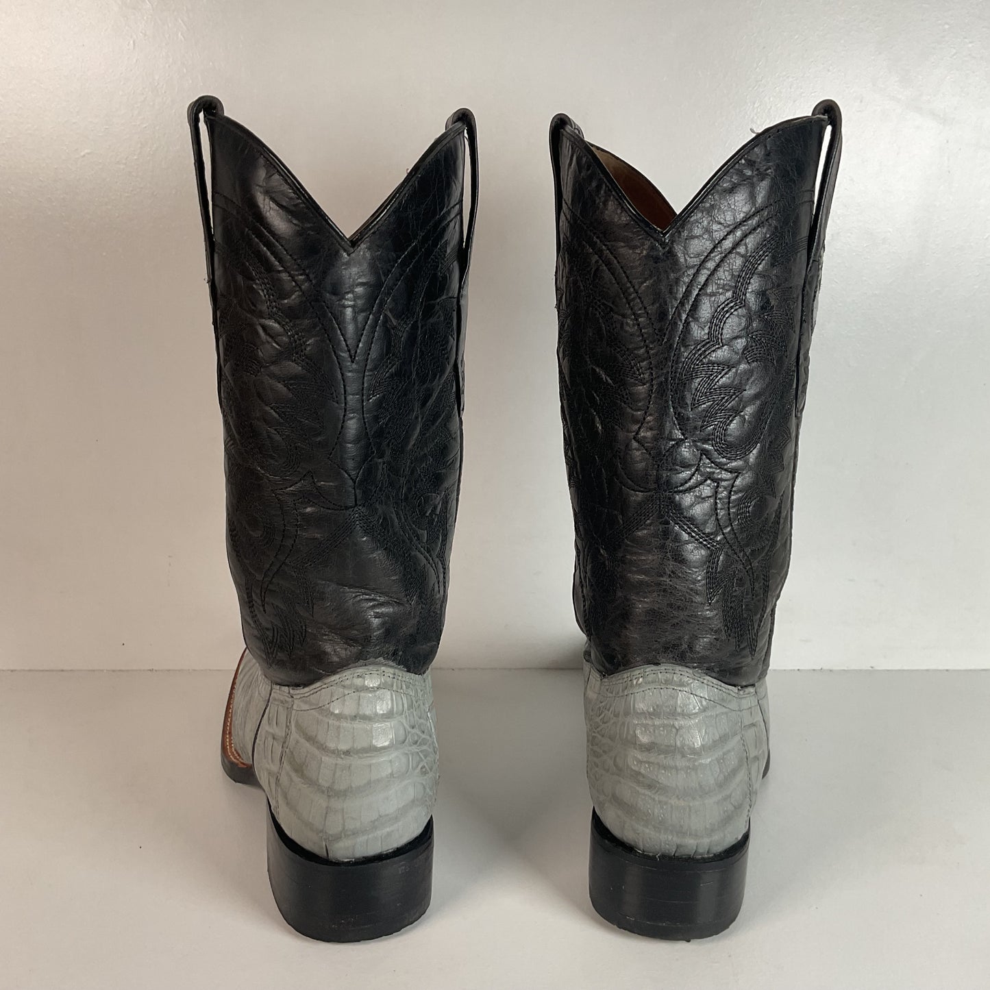 Los Altos Grey Caiman Crocodile Cowboy Boots 9 EE Exotic Belly Cut