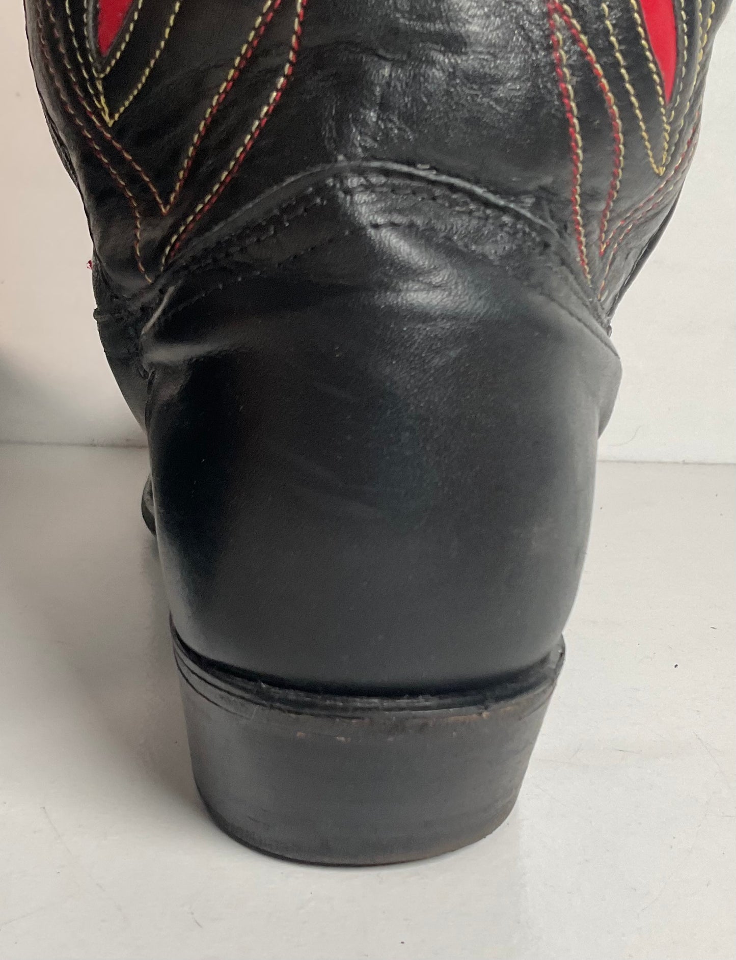 Acme Pee Wee Cowgirl Boots 10 M Tooled Tulip Inlay