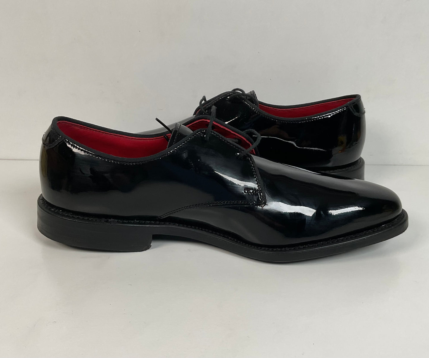 Allen Edmonds Kendall Plain Toe Derby Shoes 8 D Glossy Patent Leather