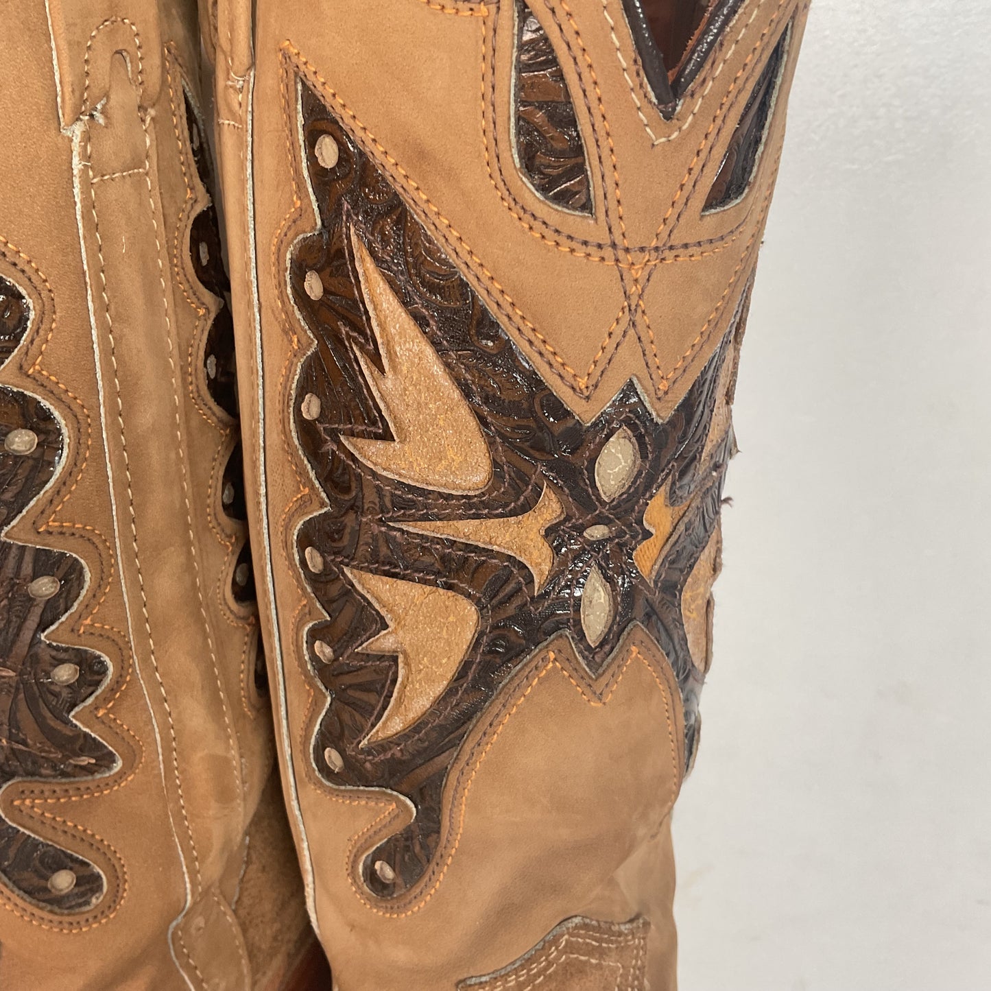 Vintage Miss Capezio Butterfly Inlay Cowgirl Boots 6.5 M USA Rough Out Suede