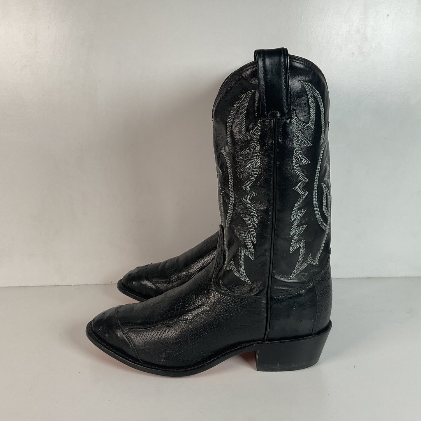 Tony Lama Smooth, Pin Quill Ostrich Cowboy Boots 8.5 EE Wingtip Exotic USA