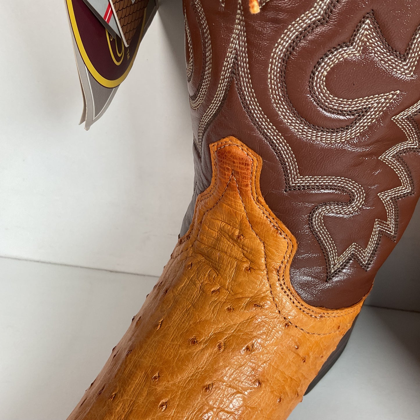 Vintage J. Chisholm Men’s Butterscotch Ostrich 7.5 D USA Made Exotic Pin Quill