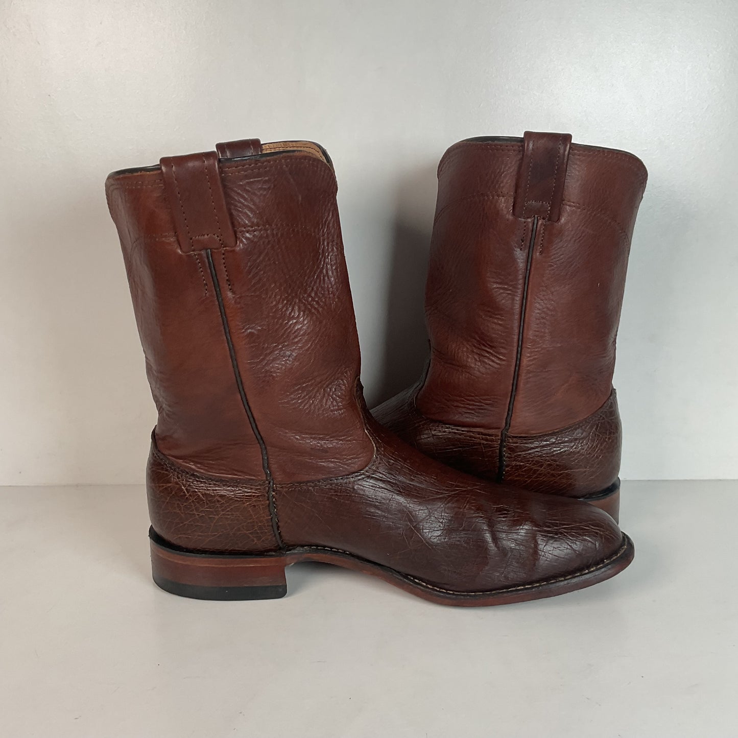 Vintage Larry Mahan Smooth Ostrich Roper Boots 12 D Exotic