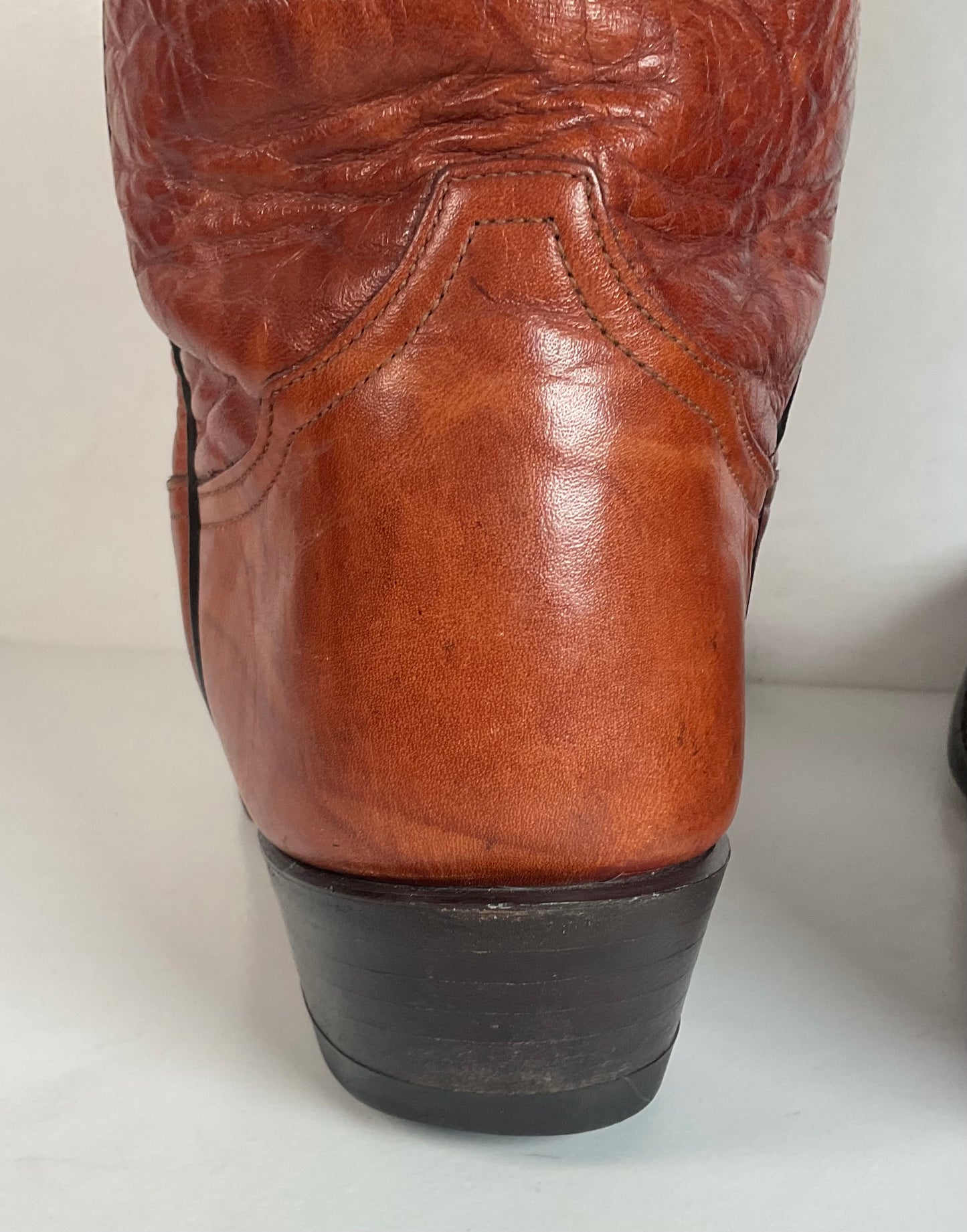 Vintage Tony Lama Chocolate Cow Cowboy Boots 8.5 EEEE Marbled Leather