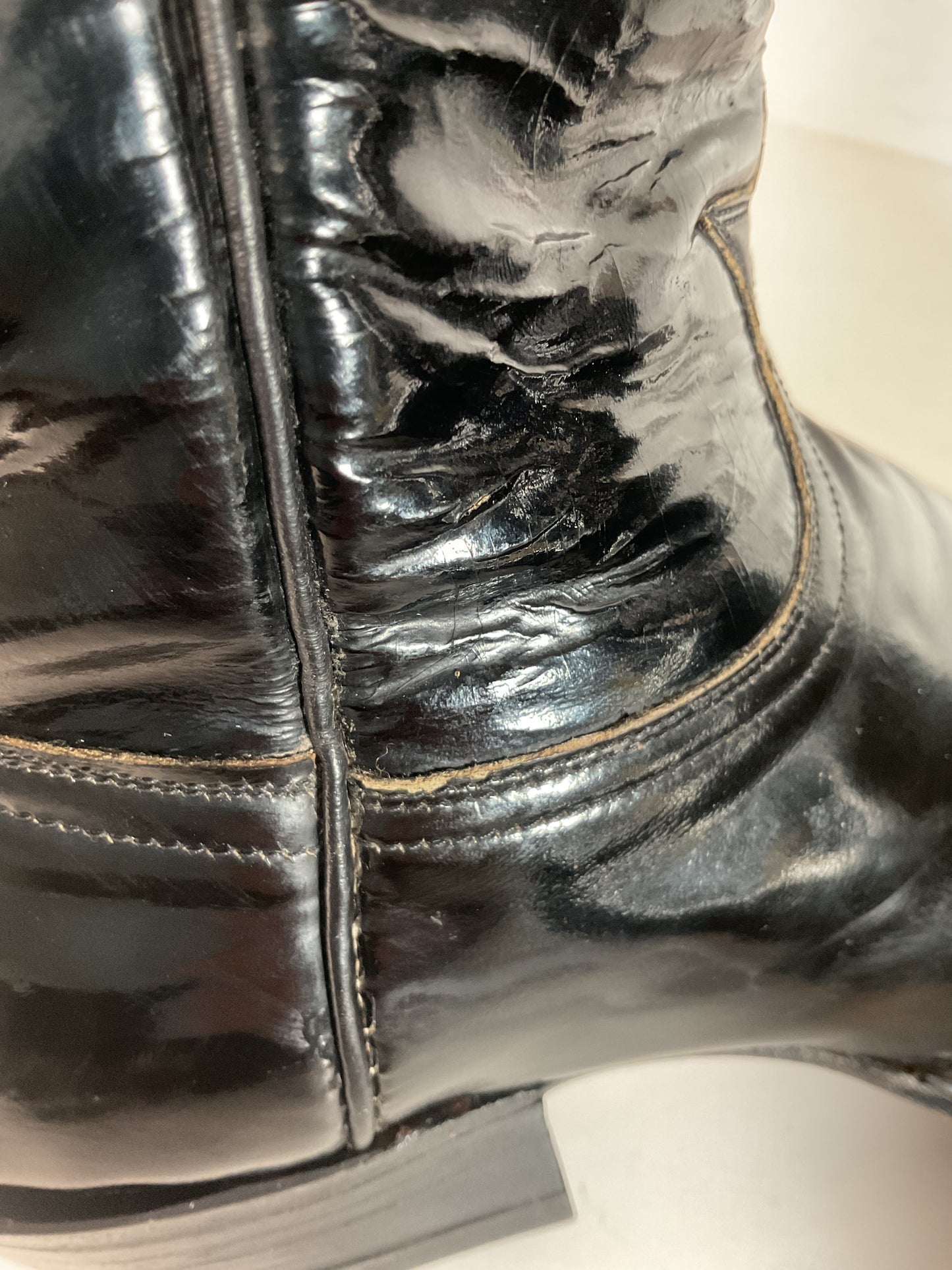 Late 1960s Tony Lama Patent Leather Cowboy Boots 10.5 D Glossy USA Made