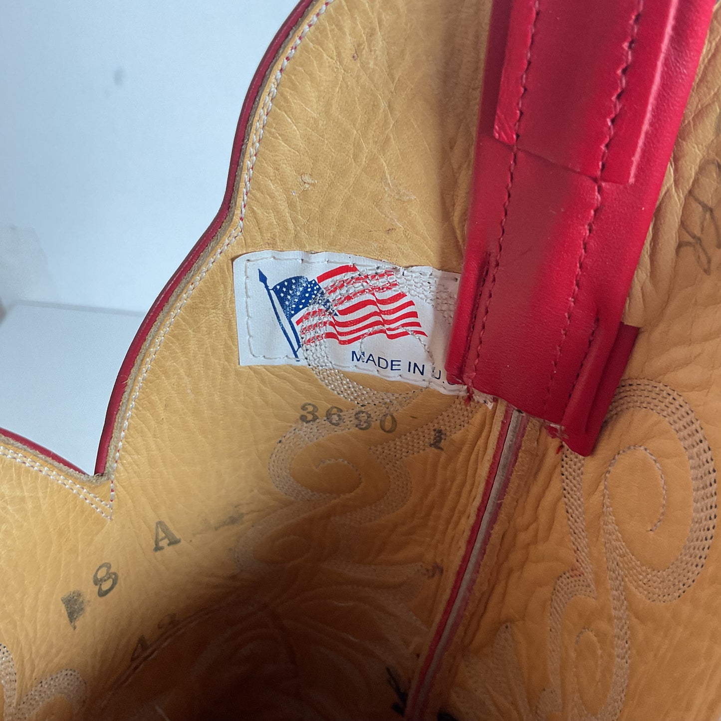 Honcho Custom Ruby Red Cowgirl Boots 8 A USA Made Scallop Top