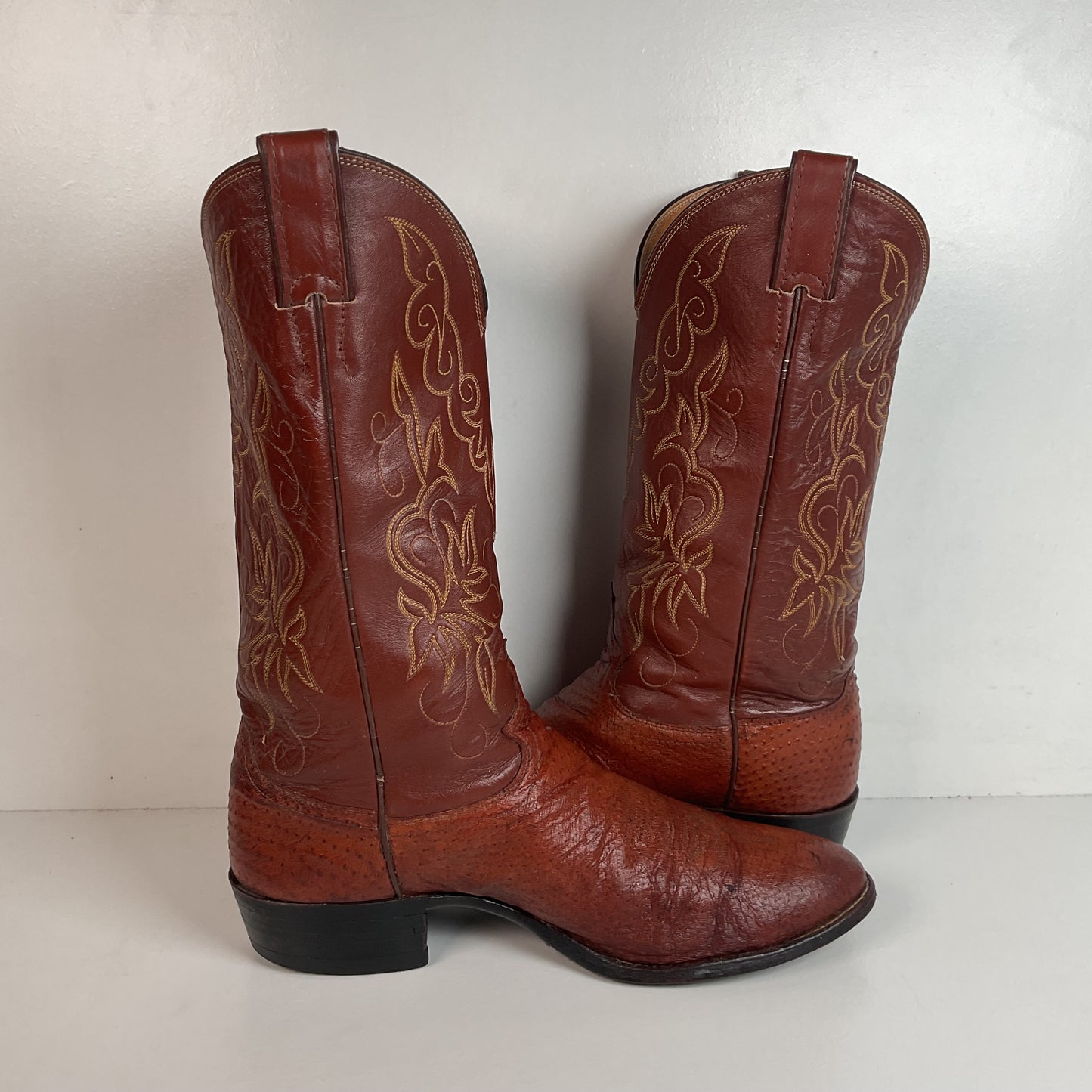 Vintage Justin Turkey Quill Cowboy Boots 9.5 D Gallapava