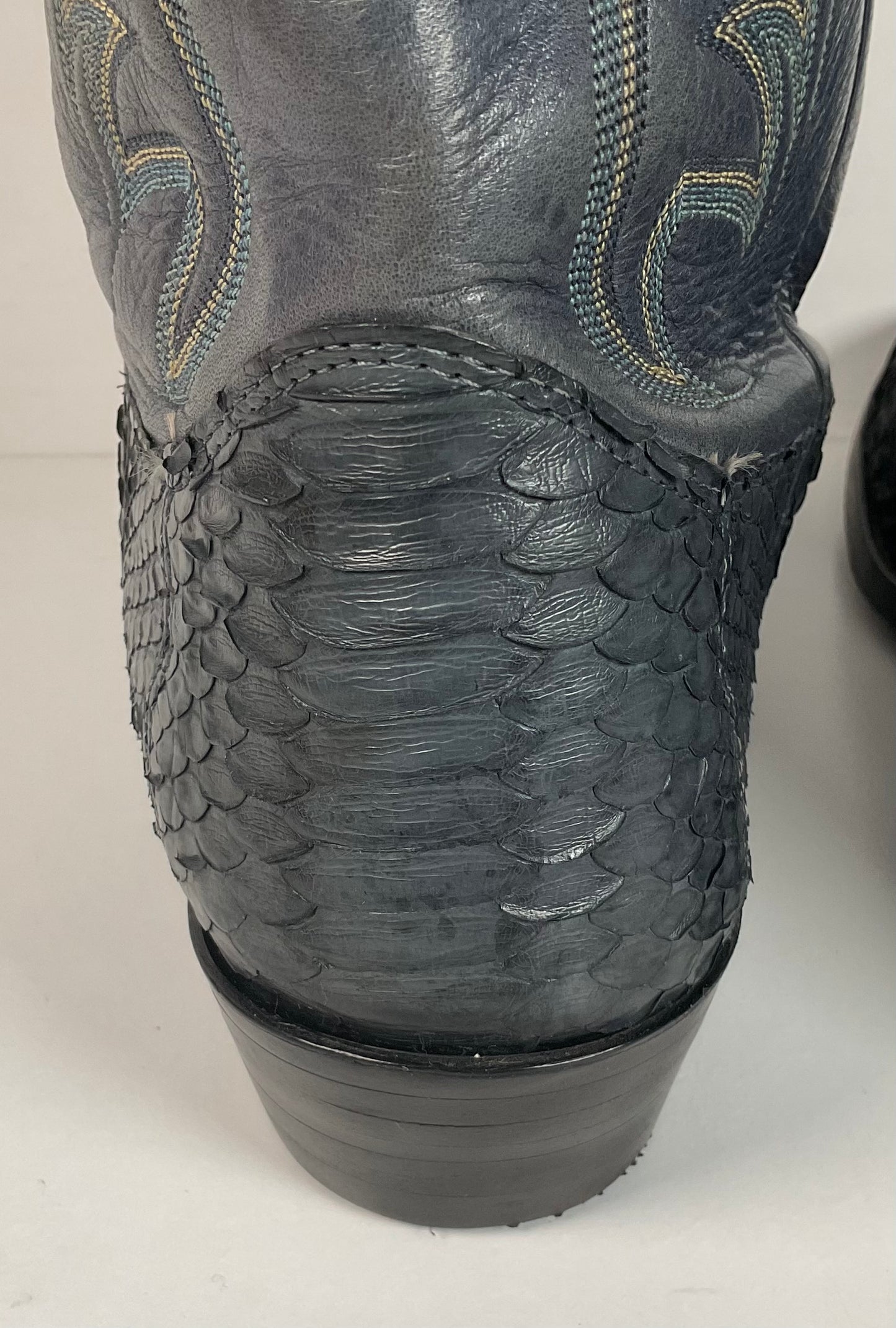 Vintage Nocona Dark Blue Python Snakeskin Cowboy Boots 12 D USA Made