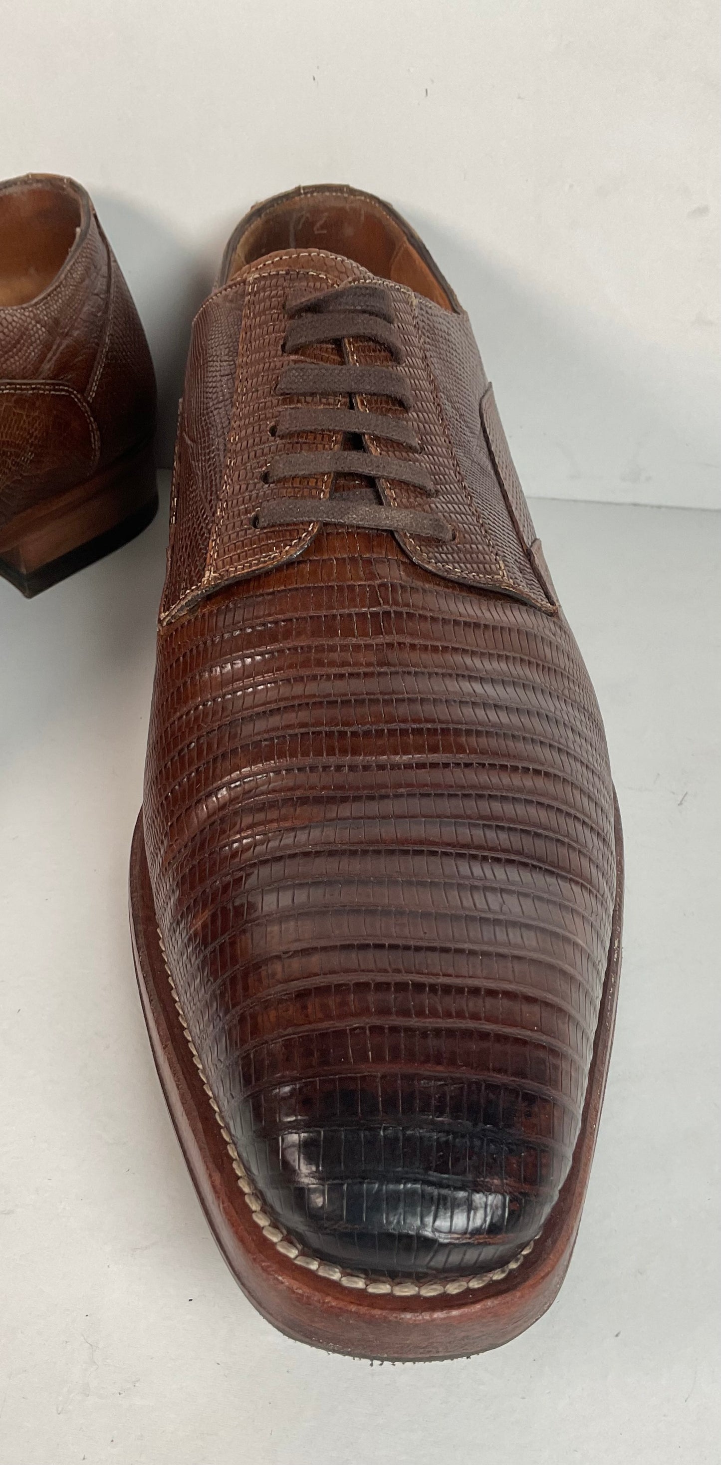 Mezlan Brown Teju Lizard Derby Shoes Brown 9 M Recrafted