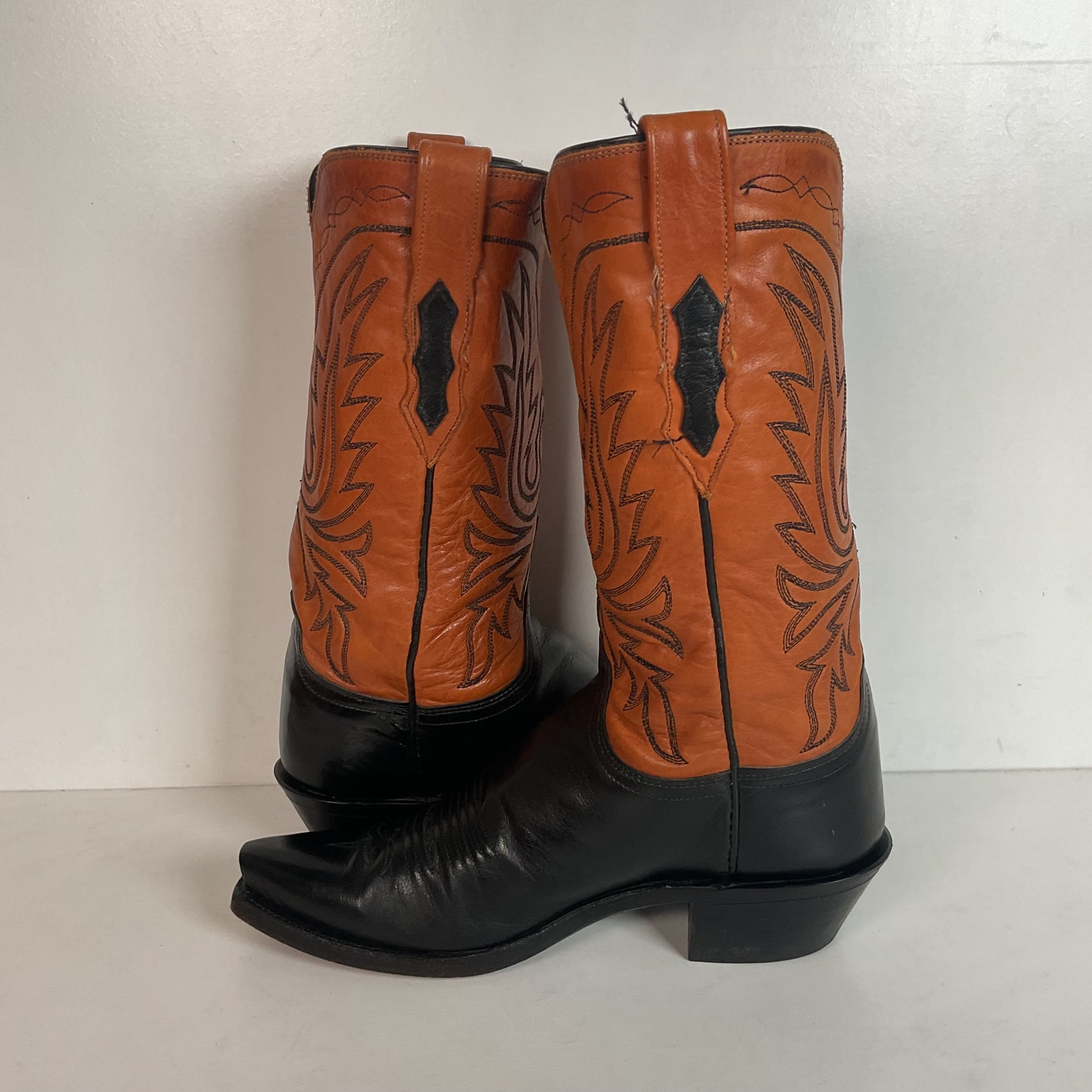 Lucchese 1883 Leather Cowgirl Boots 6.5 B Stitched Rust Brown