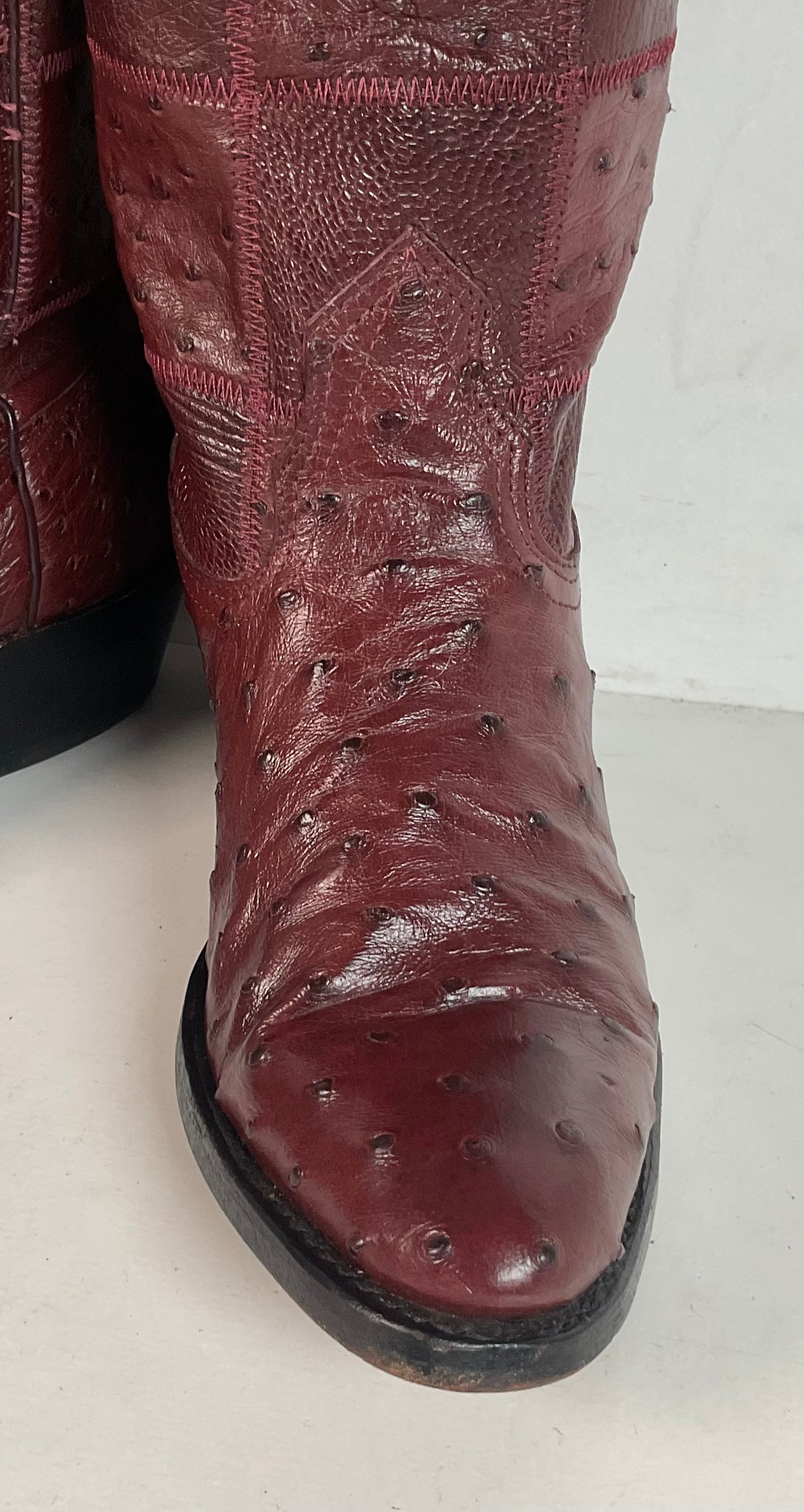 Vintage Nocona Exotic Ostrich Quill Cowgirl Boots 5 C Quilted Patchwork USA