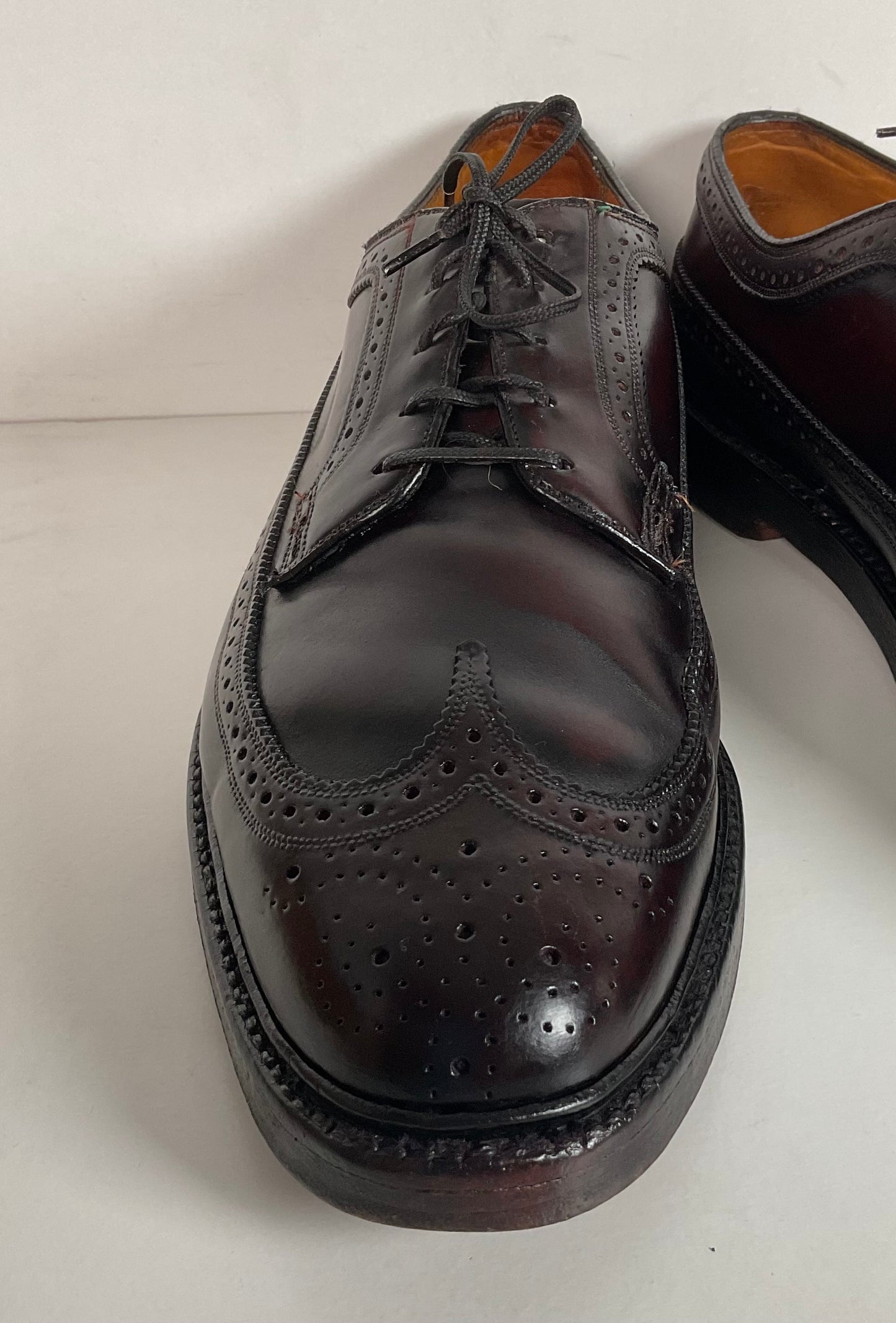 Early Florsheim Imperial Kenmoor Derby Shoes 10 C Shell Cordovan