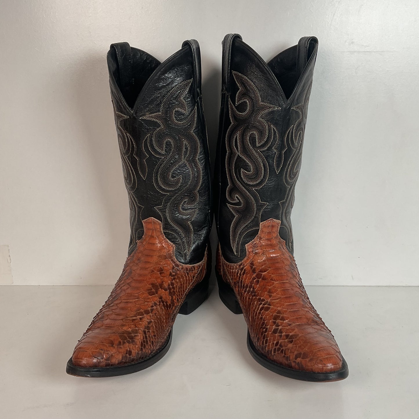 Dan Post Rust Brown Python Snakeskin Cowboy Boots 9 D Back Cut