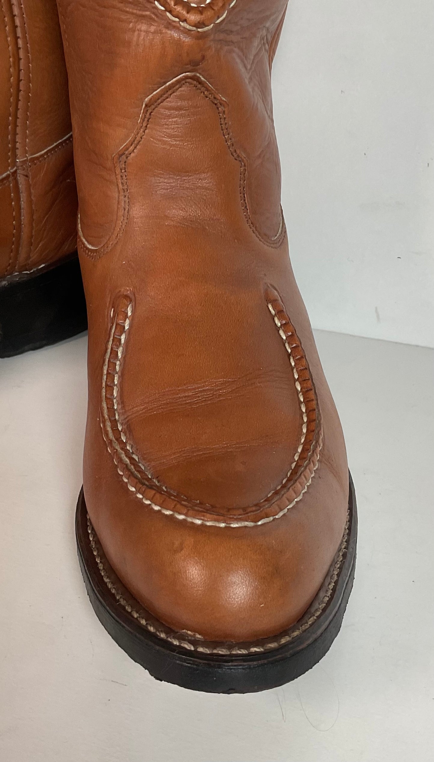 Vintage Double H Horseshoe Cowboy Work Boots 10 D USA Made Soft Toe