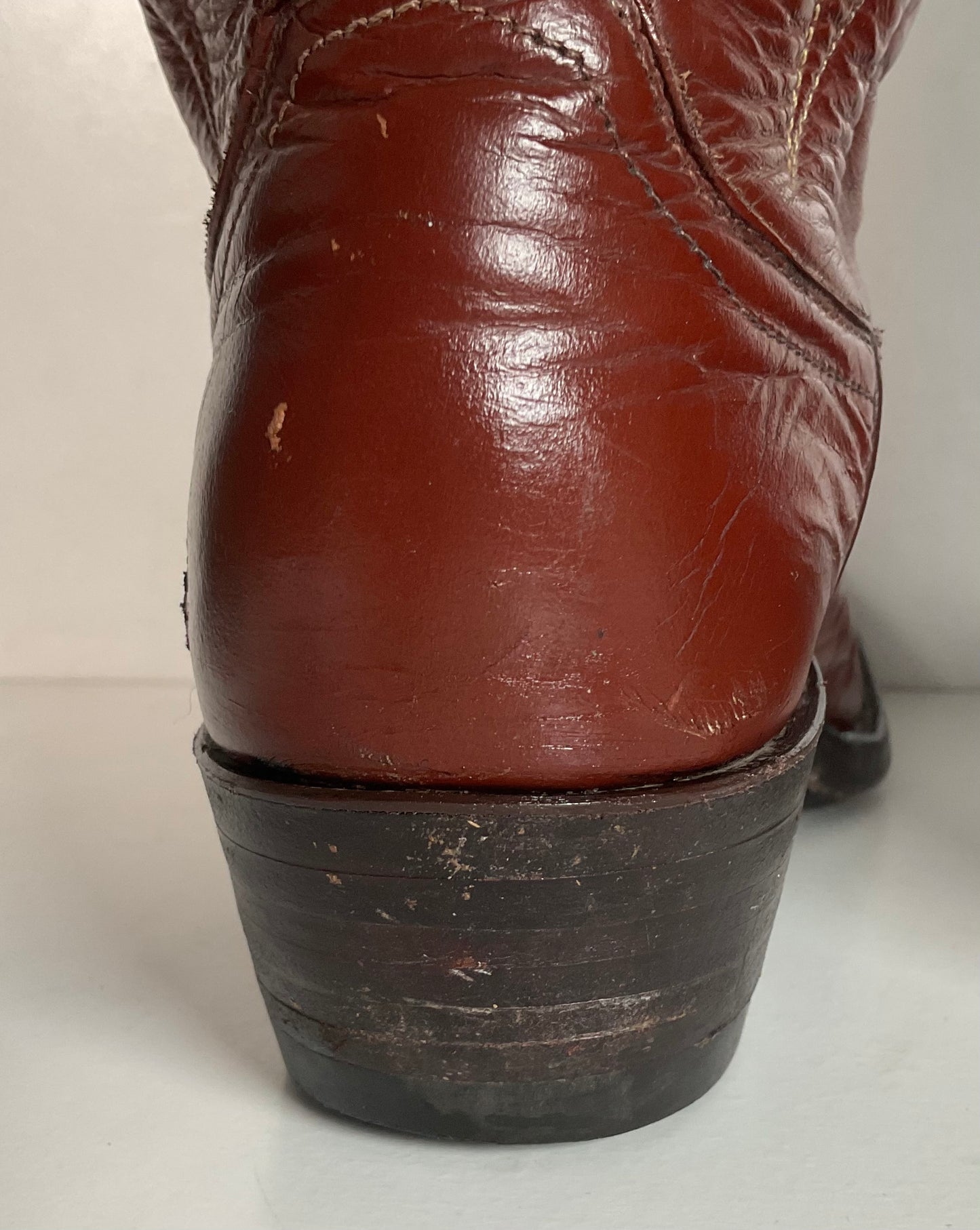 Vintage Justin 18” Butterfly Cowgirl Boots 5.5 C Snakeskin Inlay 70s