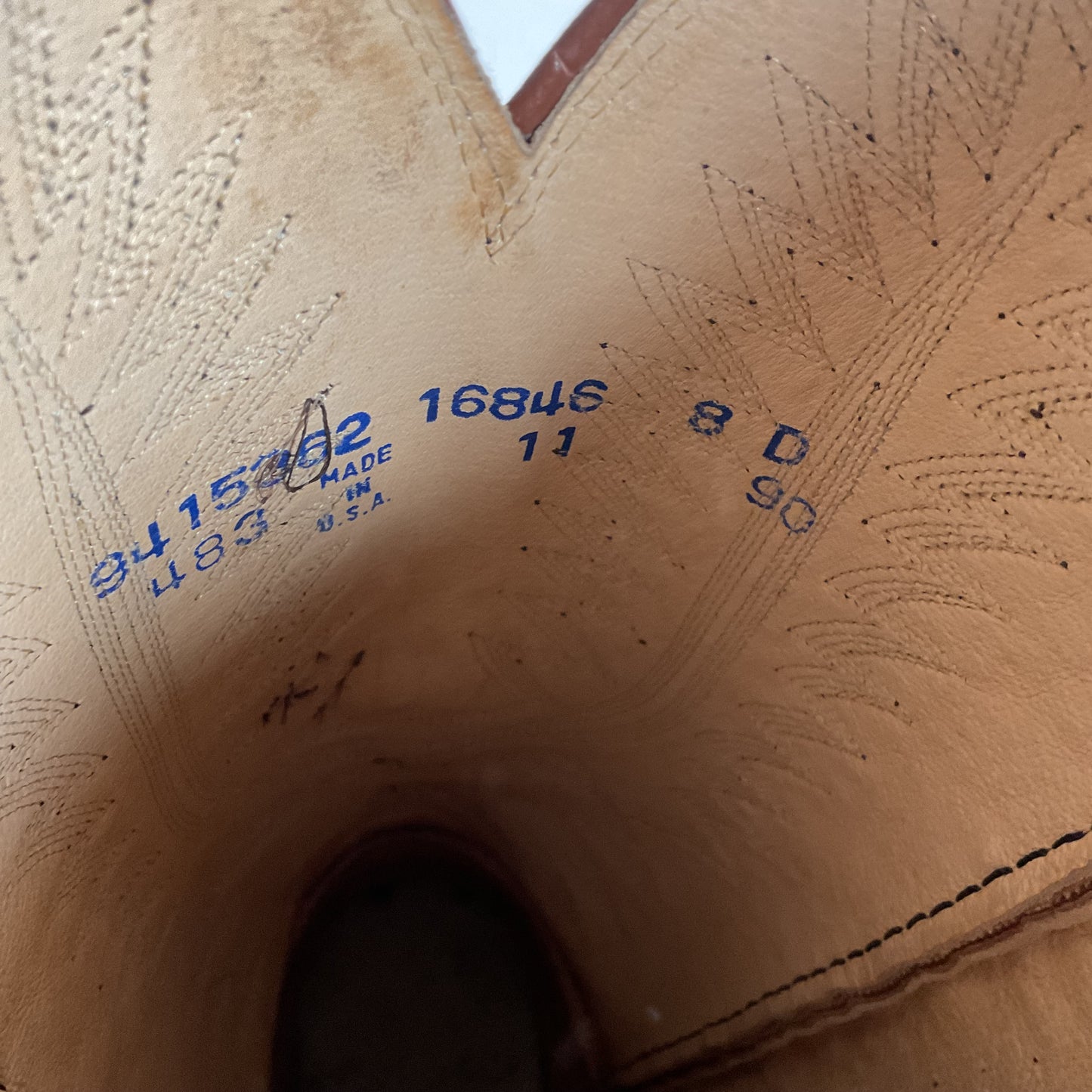 Vintage Dan Post Peanut Brittle Lizard Cowboy Boots 8 D Old Label