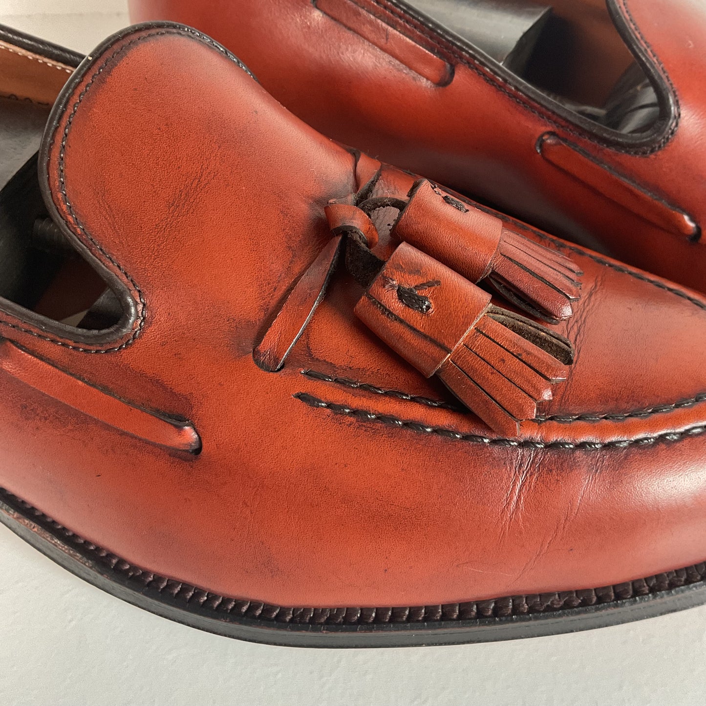 Vintage Alden Tan Calf Tassel Loafer 9 D Moc Toe Style 662 Old Logo