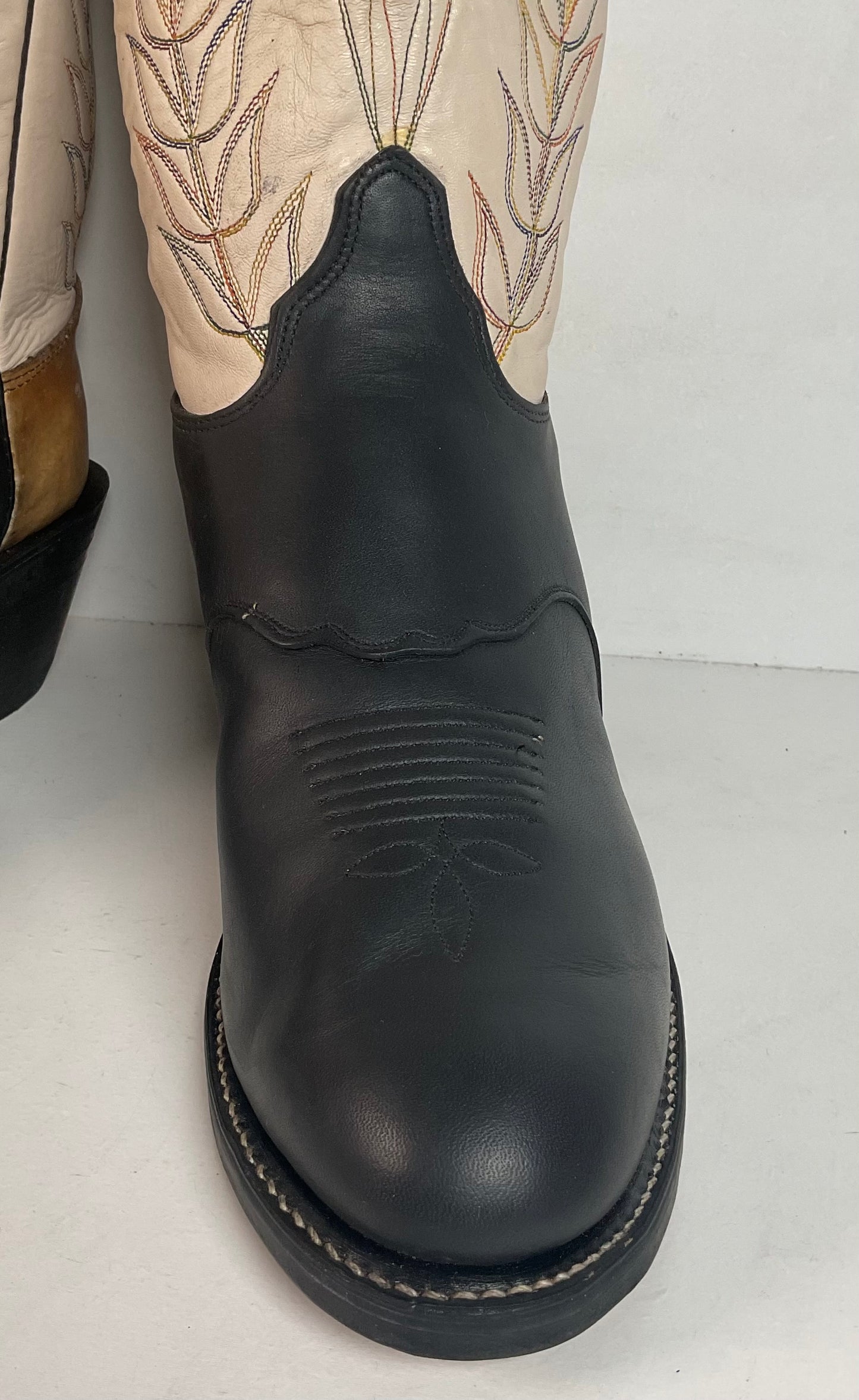 Olathe Rough Stock Cowboy Boots 10 D Black Mule Skin USA Made