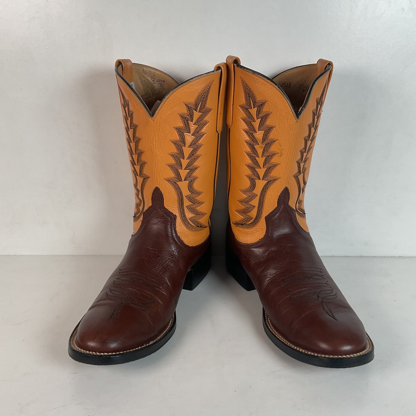 Anderson Bean Leather Roper Western Boots 9 D Mango Yellow USA Recraft