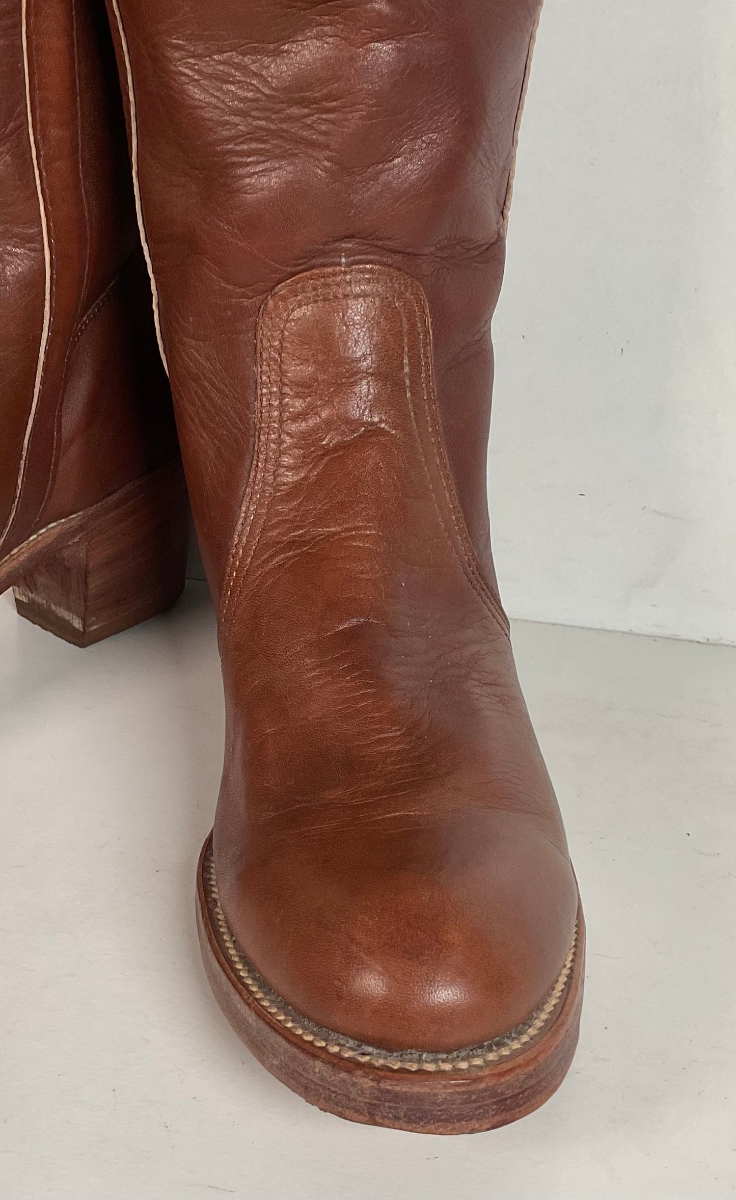 Vintage Frye Sabrina Tall Campus Riding Boots 9 B USA Made Chunky