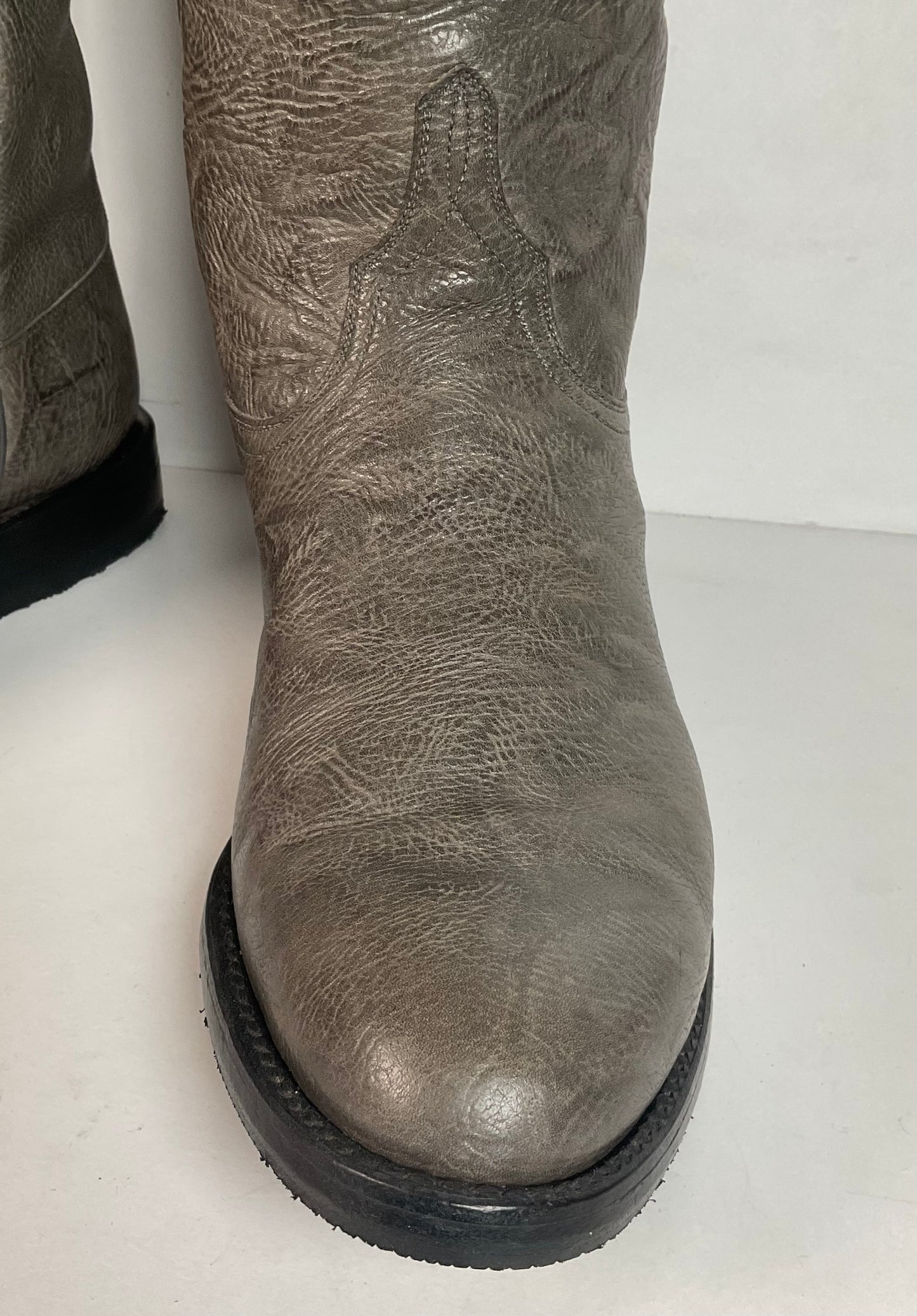 Customized Lucchese Leadville Grey Anthracite Roper Boots 8.5 D USA Mad Dog Goat