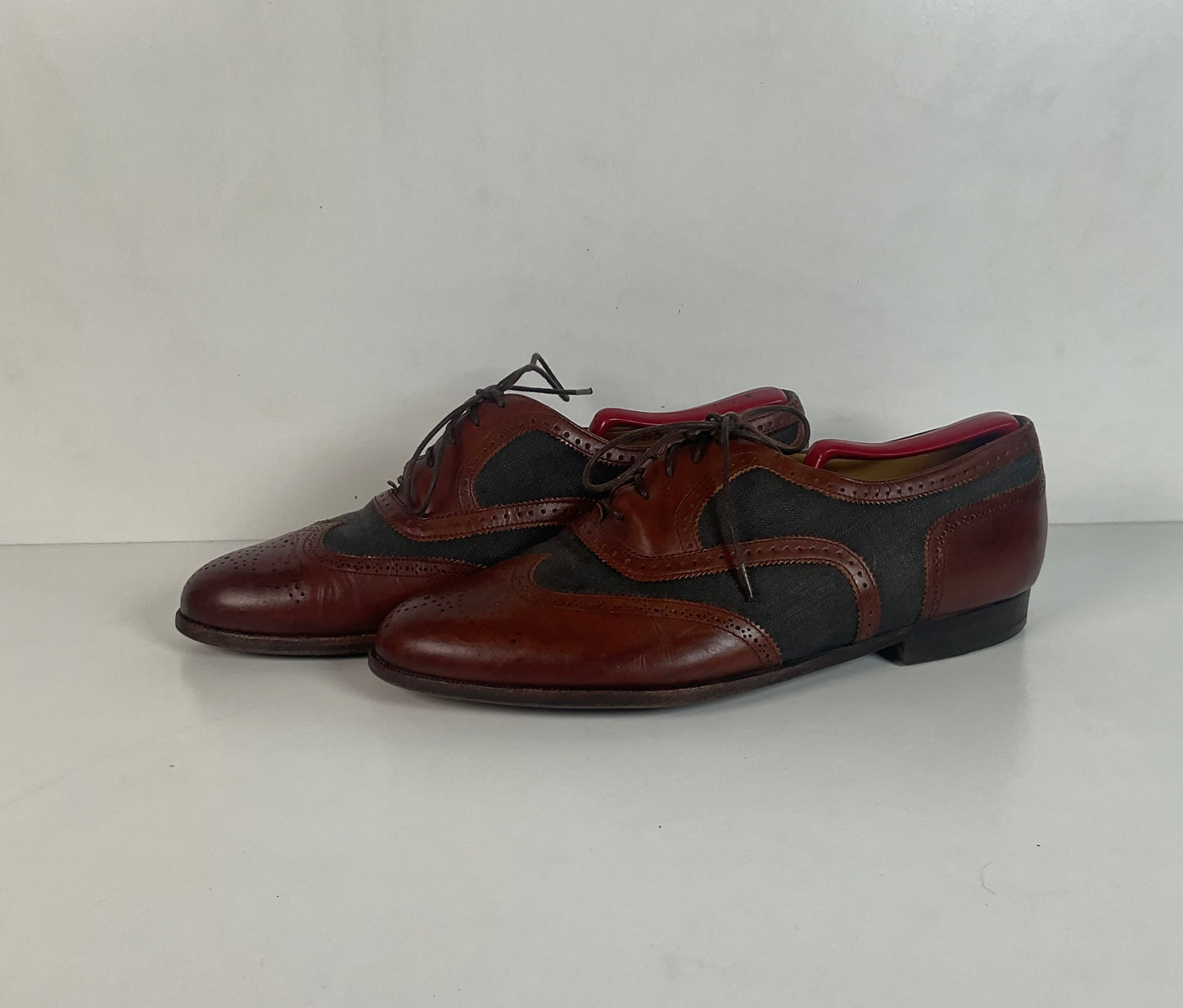 Vintage Cole Haan Ventilated Mesh Spectator Shoes 9 D Brogue Wing Tip Italy