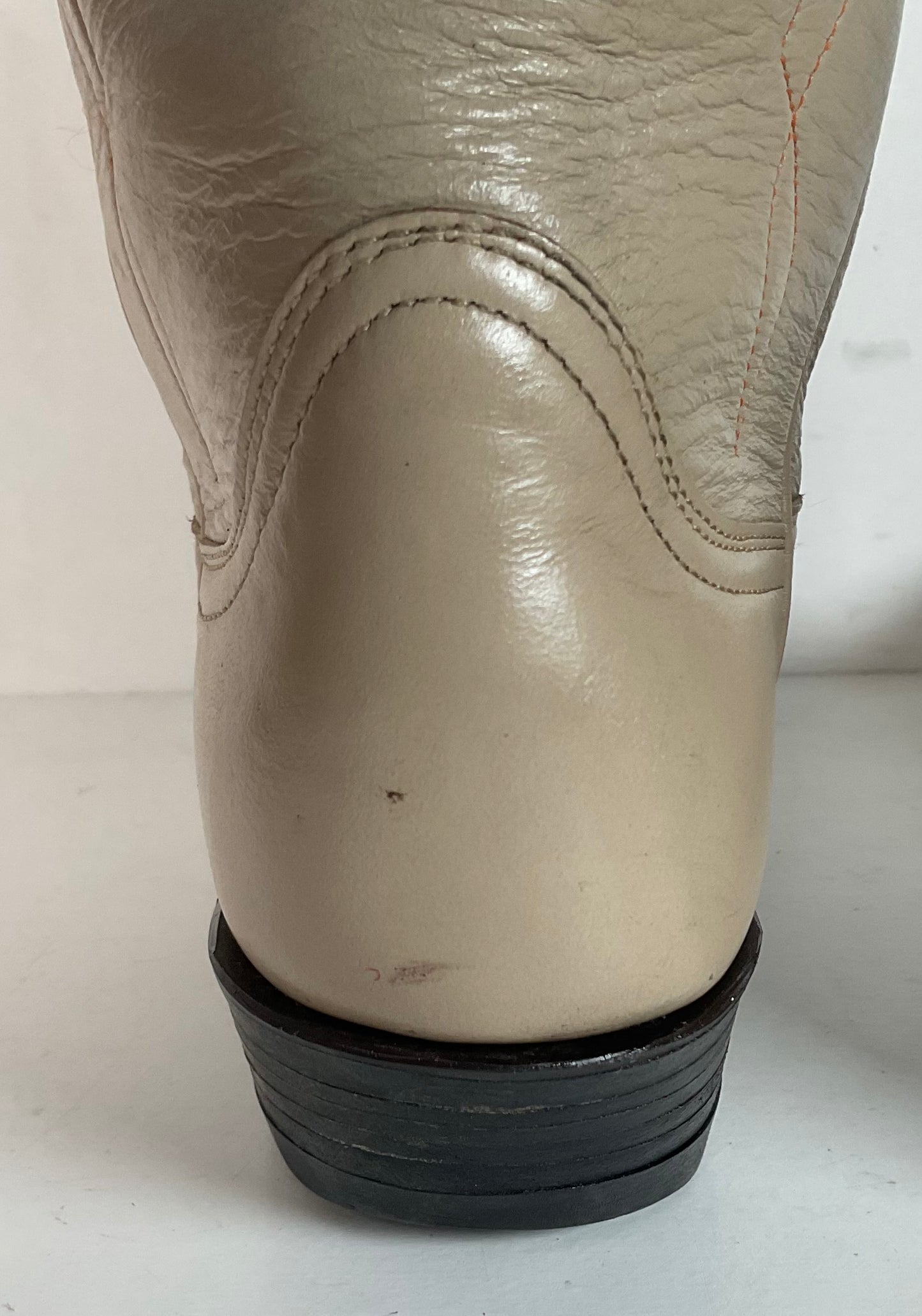 Vintage Tony Lama Lizard Wingtip Cowgirl Boots 5.5 A Creme Leather
