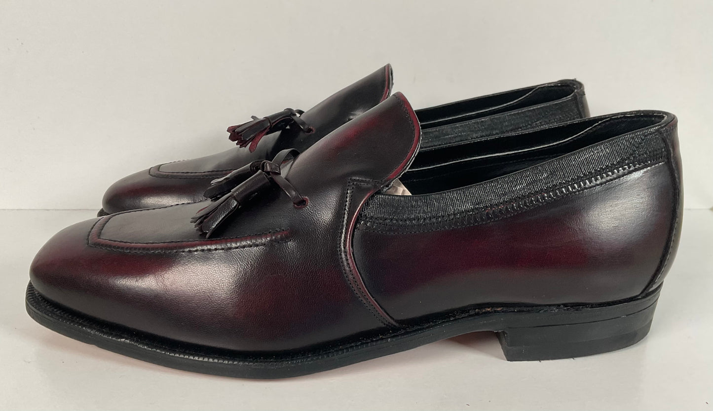 Vintage Johnston Murphy Aristocraft Oxblood Tassel Loafers 9.5 C USA Made