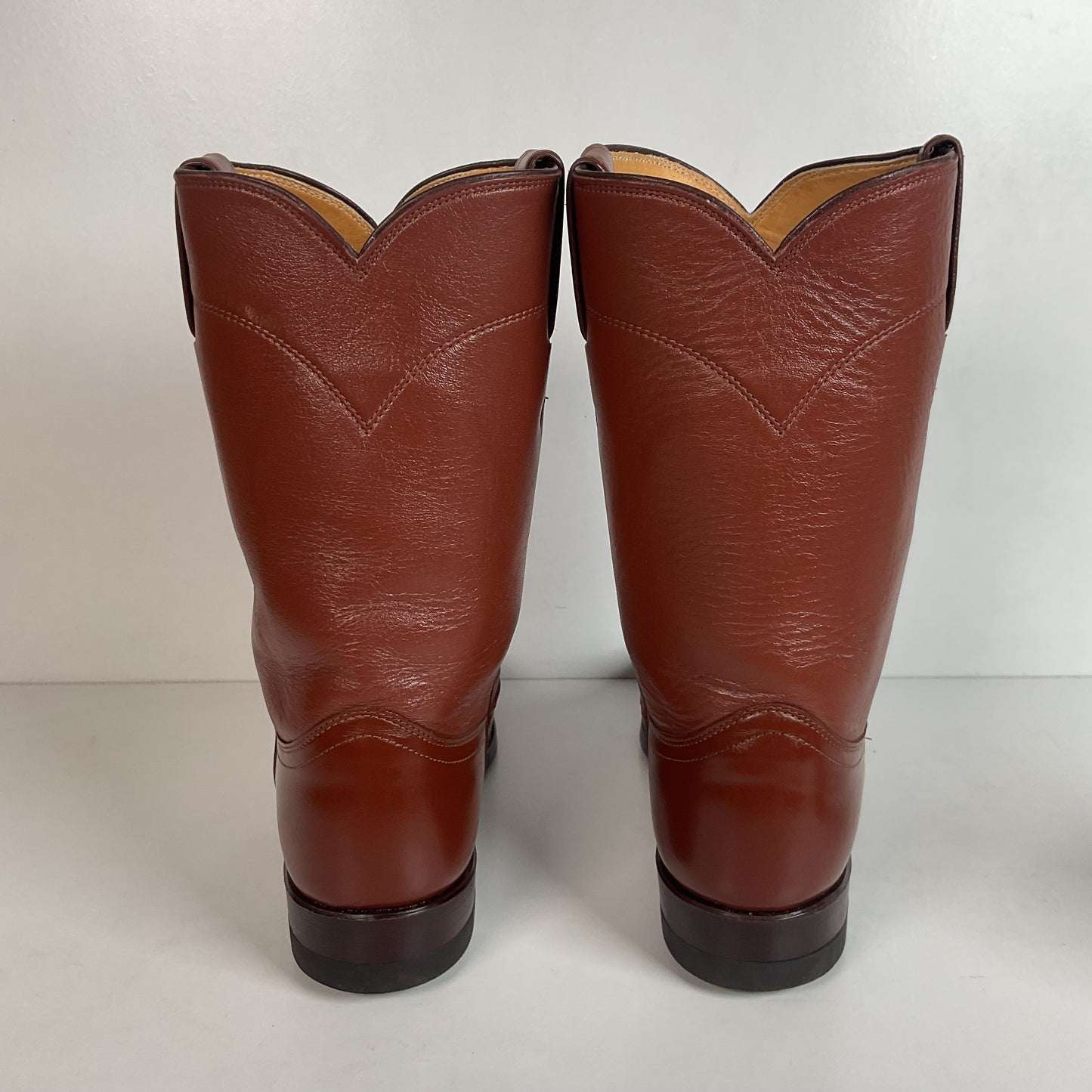 Vintage 1970s Justin Brown Cowgirl Roper Boots 8.5 B USA Made Calfskin
