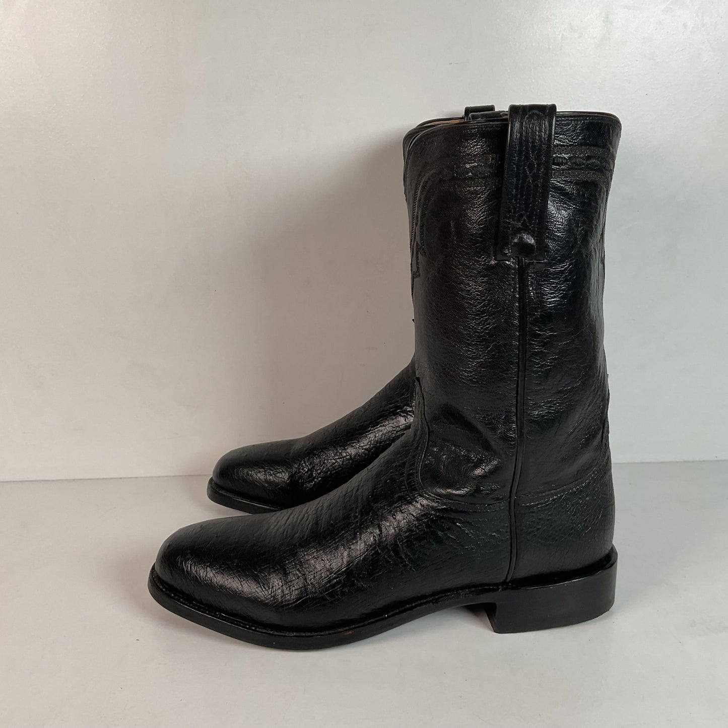 Lucchese 2000 Exotic Smooth Ostrich Roper Boots 9.5 D Made in Texas