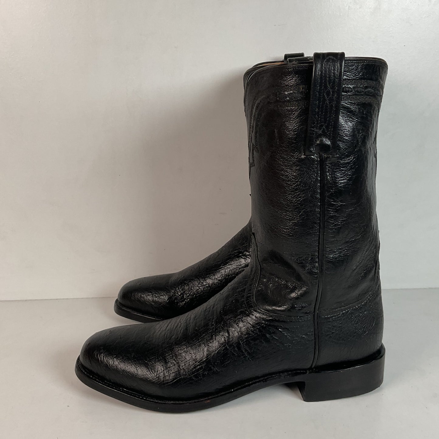 Lucchese 2000 Smooth Ostrich Roper Boots | Exotic | USA Made | Men’s 9.5 D