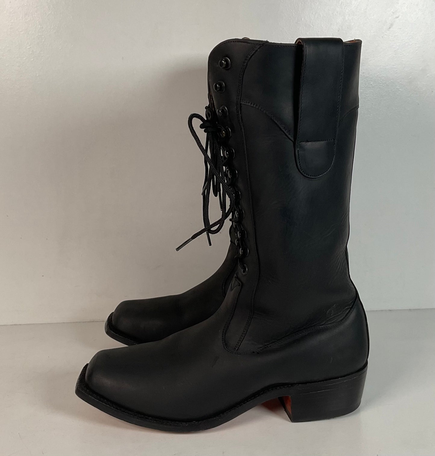 Custom Western Lace Up Boots | Go-Go | Black Oiled | Women’s 8 B