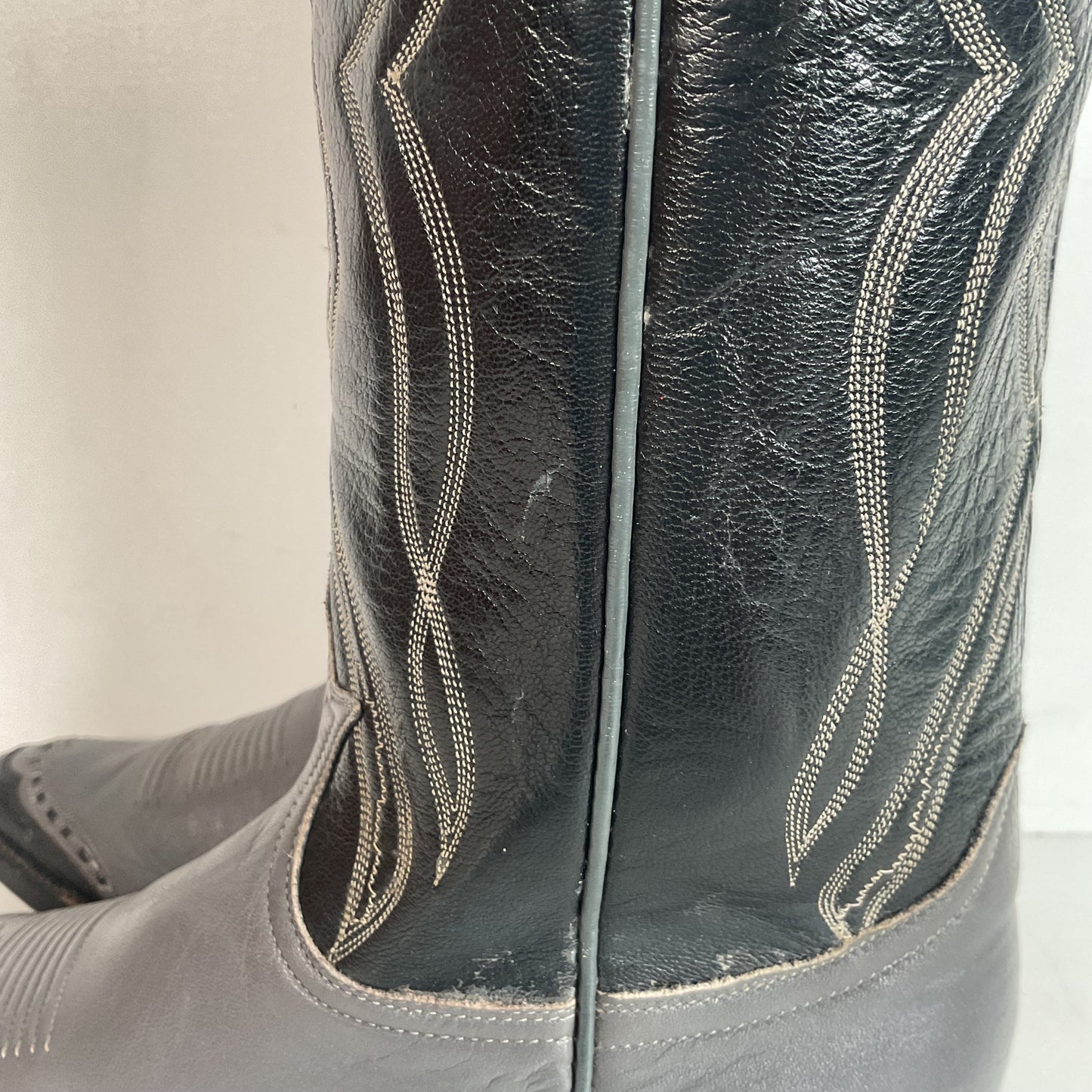 Vintage Tony Lama Charcoal Grey Wingtip Cowboy Boots 9 B Lizard Gold Label