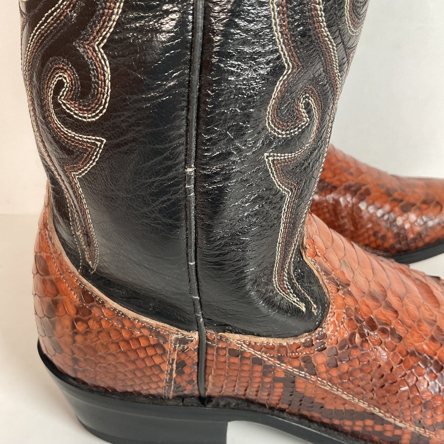 Dan Post Rust Brown Python Snakeskin Cowboy Boots 9 D Back Cut