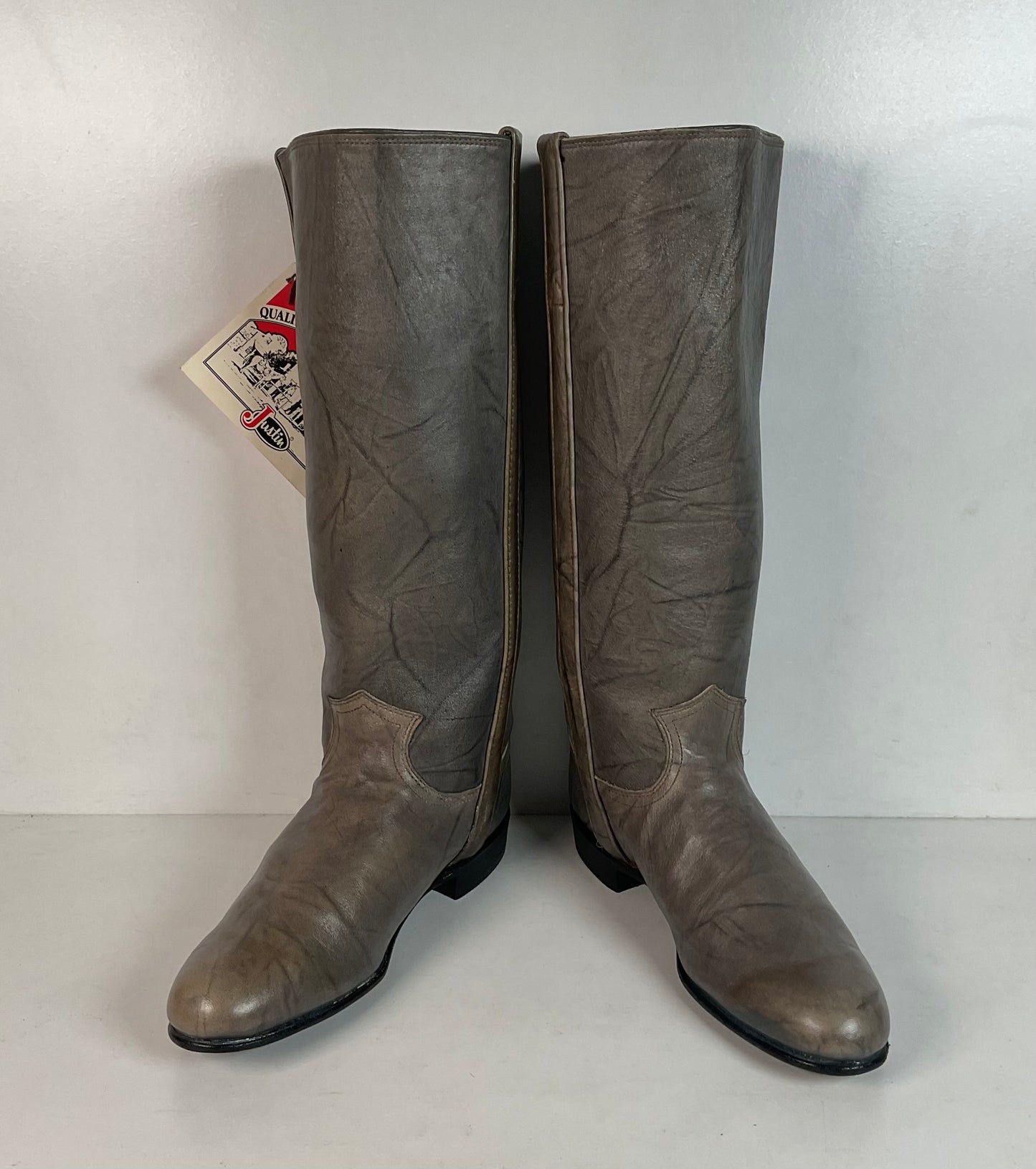 Vintage Justin Grey Marbled Campus Riding Boots 7 B USA Made
