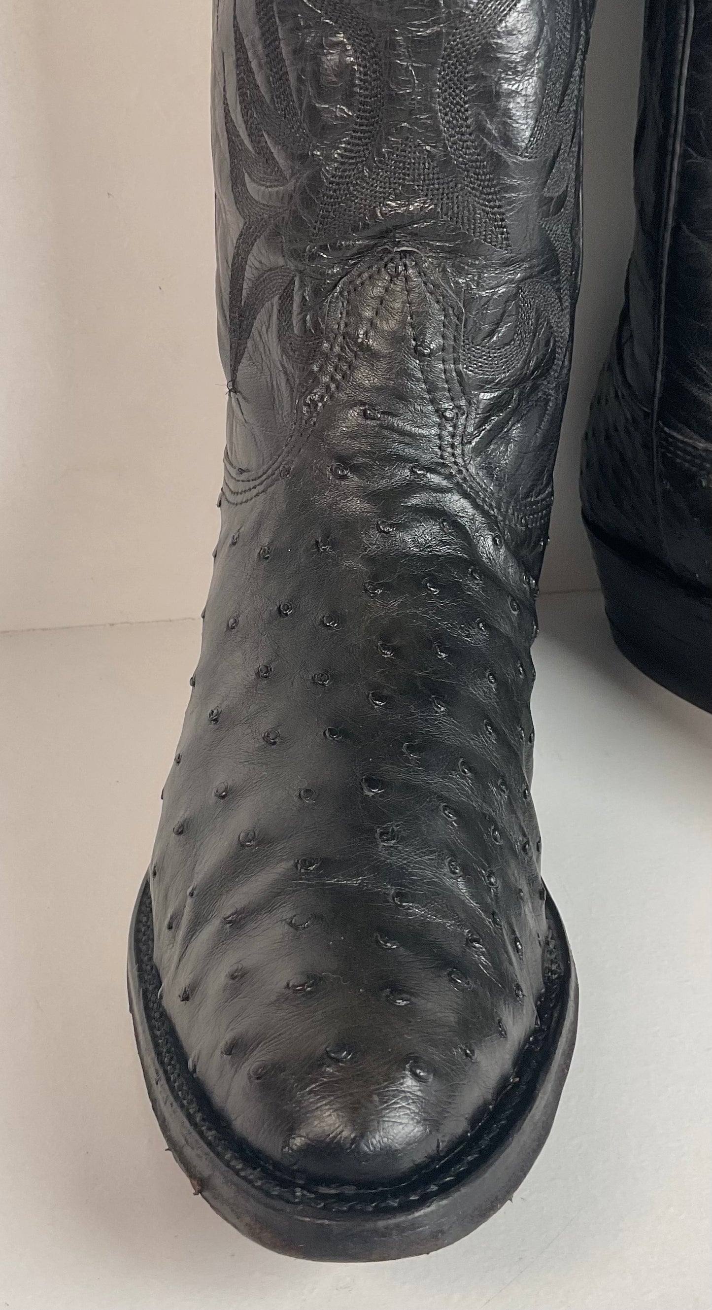Vintage Nocona Black Ostrich Quill Cowboy Boots Men’s 11.5 B Exotic