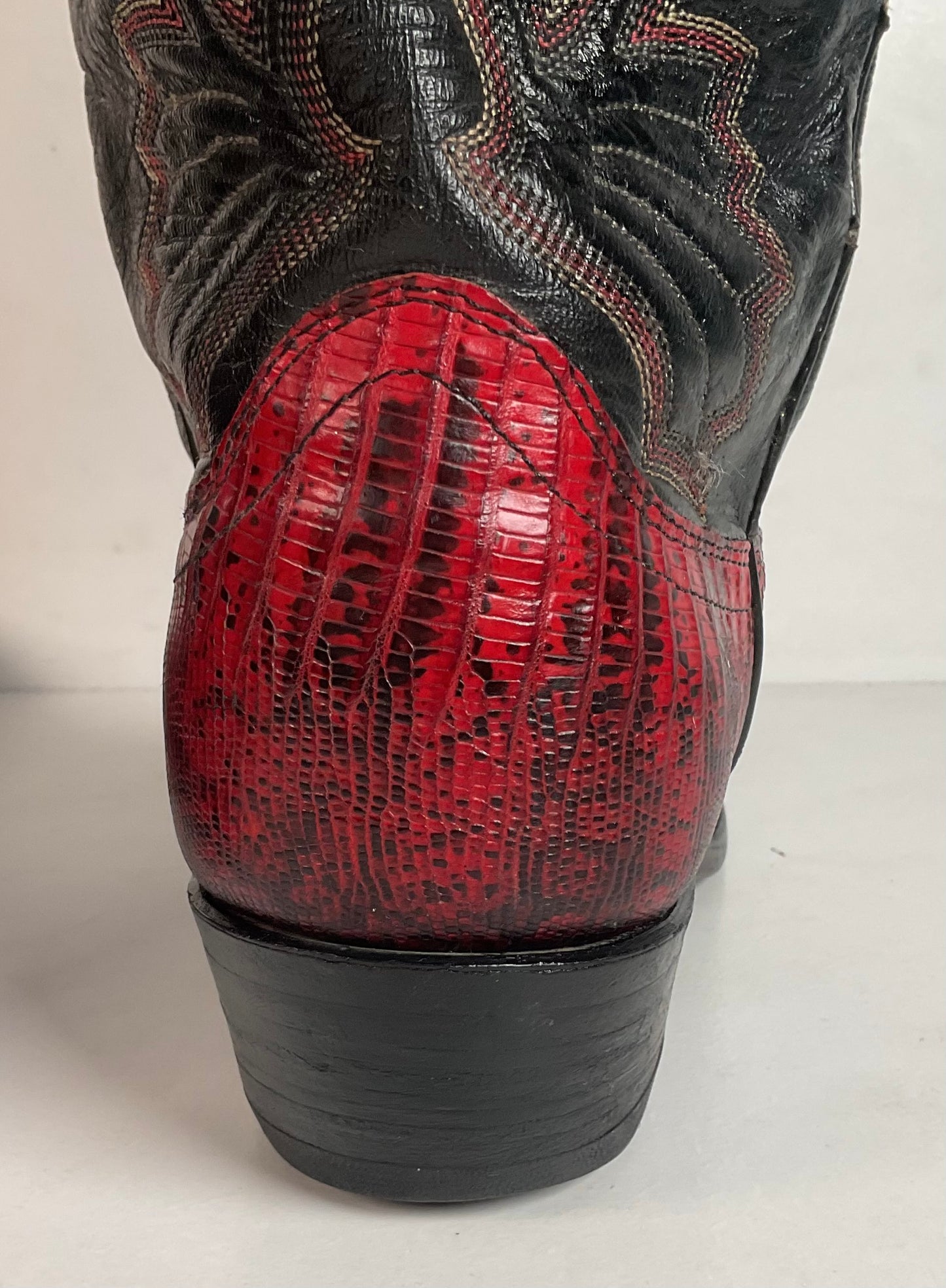 Vintage Dan Post Red Lizard Teju Cowboy Boots Men’s 8 Natural Cut USA Made