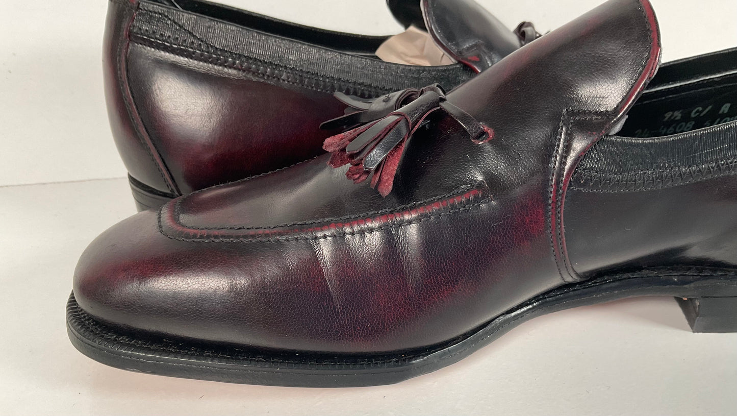 Vintage Johnston Murphy Aristocraft Oxblood Tassel Loafers 9.5 C USA Made