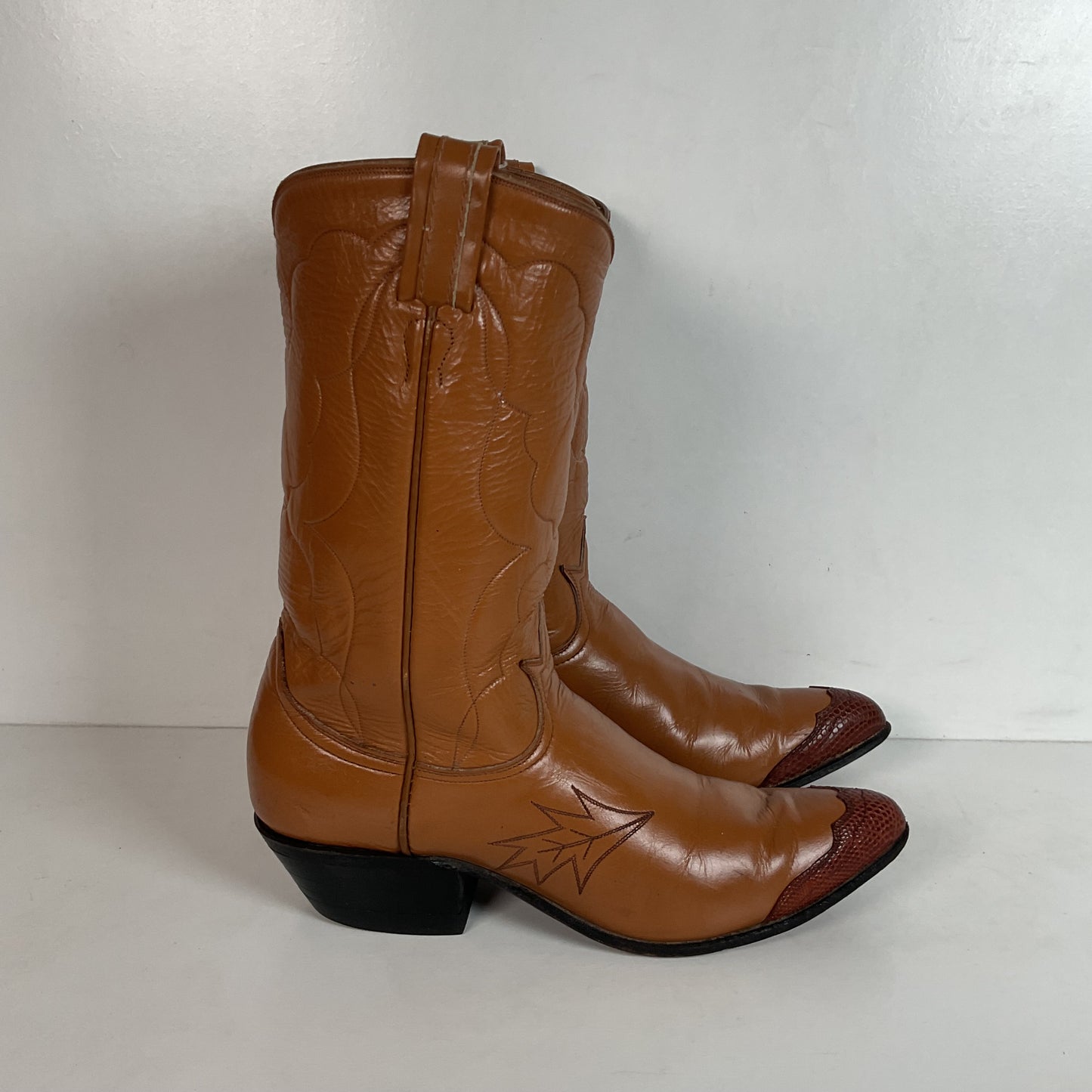 Vintage Tony Lama Lizard Wingtip Cowgirl Boots 7 A Black Label