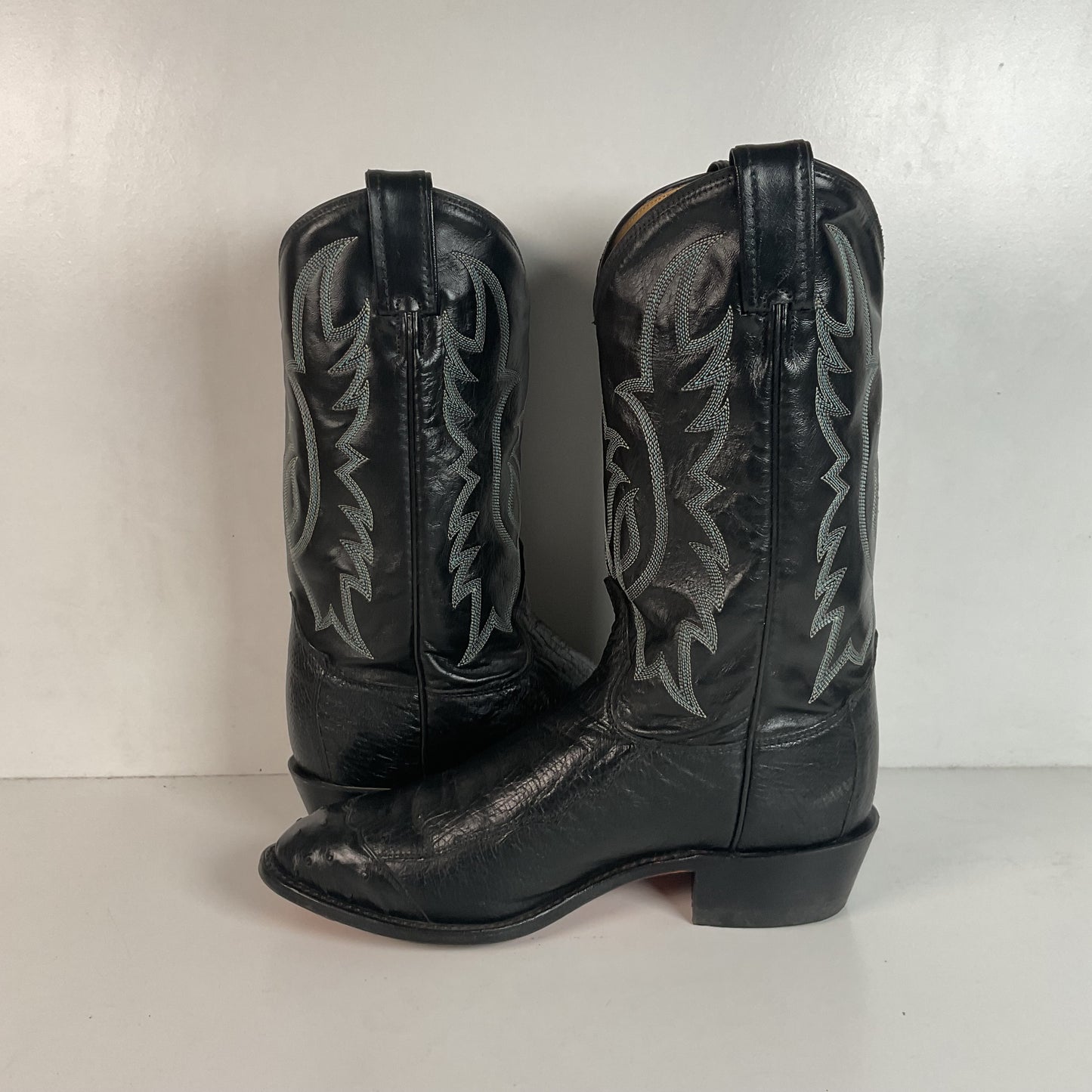 Tony Lama Smooth, Pin Quill Ostrich Cowboy Boots 8.5 EE Wingtip Exotic USA