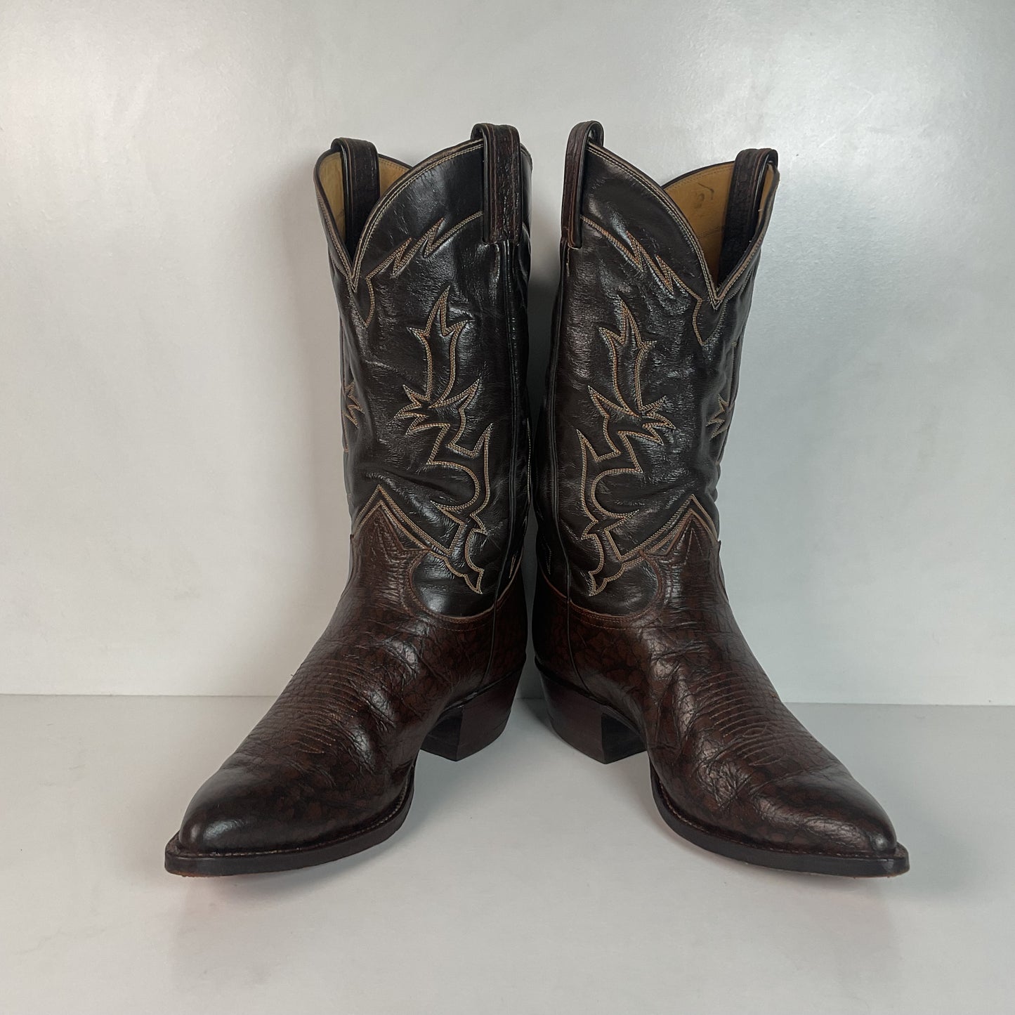 Vintage Tony Lama Exotic Caribou Cowboy Boots 9 EEE Gold Label