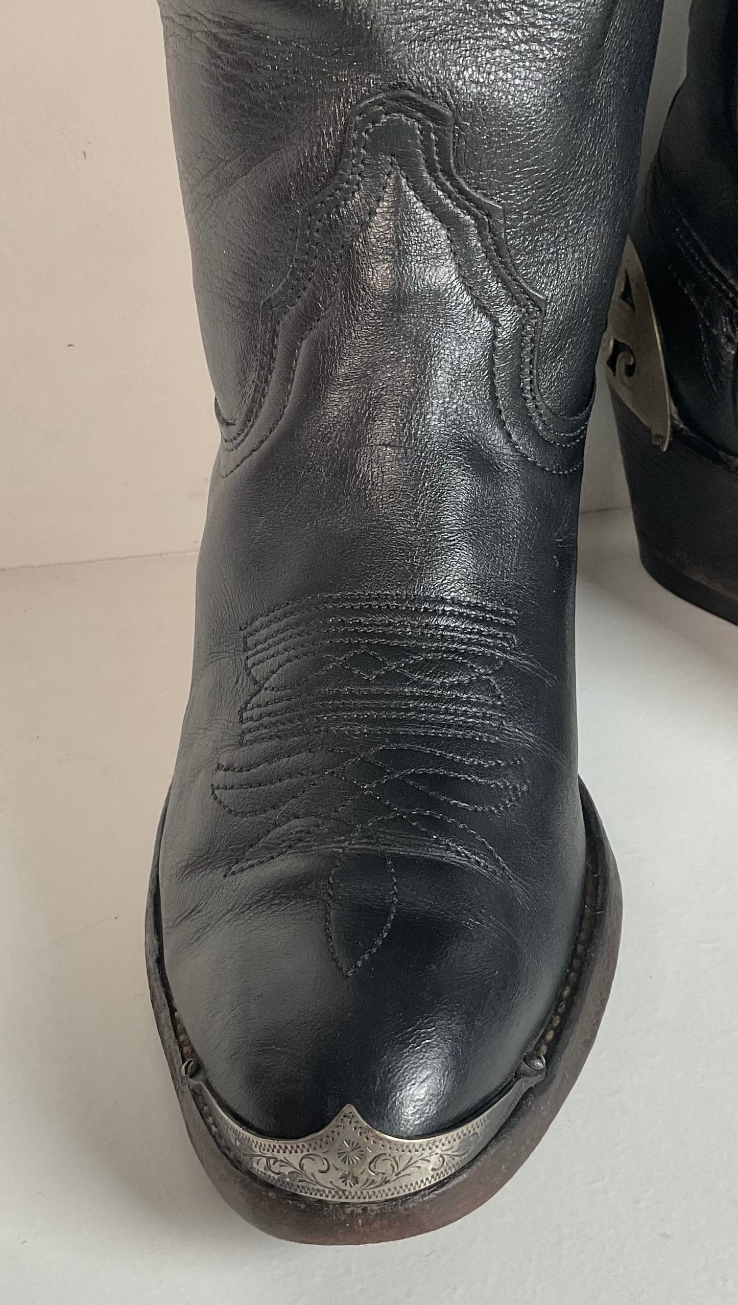 Vintage Laredo Snakeskin Overlay Cowgirl Boot 8 B USA Made Python