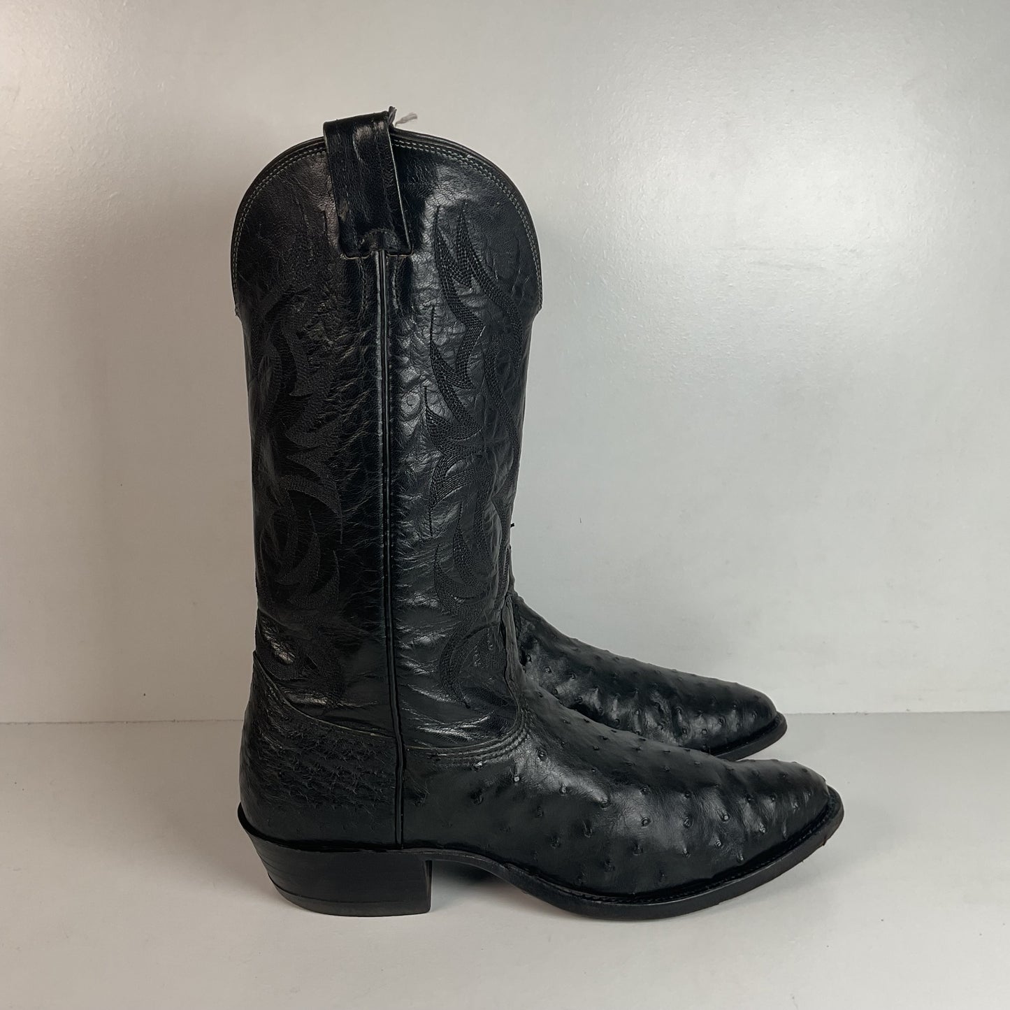 Vintage Nocona Black Ostrich Quill Cowboy Boots Men’s 11.5 B Exotic