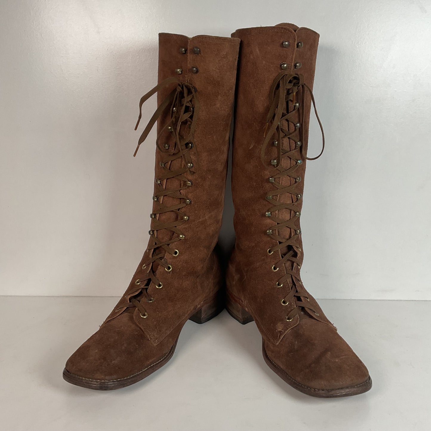 Vintage 1960s Men’s Suede Lace Up Snake Boots 12 D USA Made