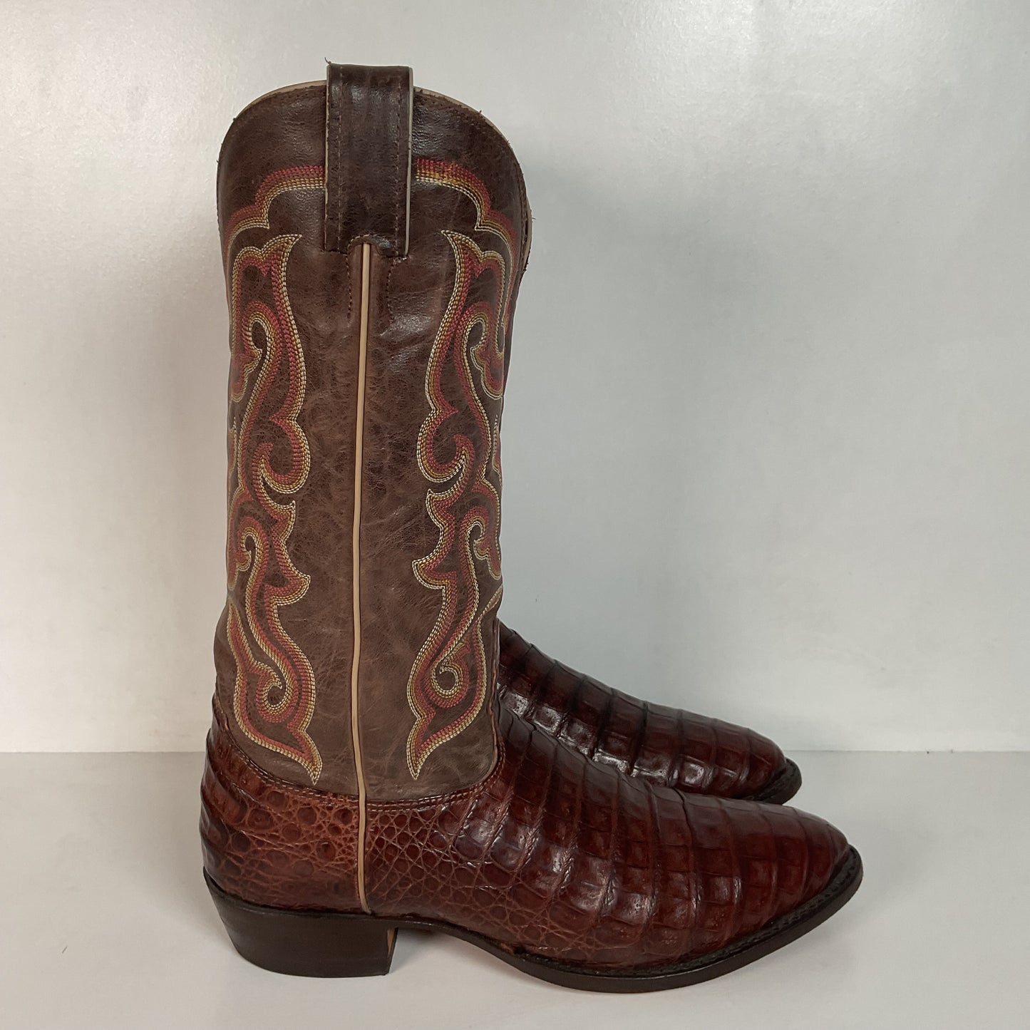 Nocona Exotic Caiman Crocodile Cowboy Boots 9 D Belly Cut USA