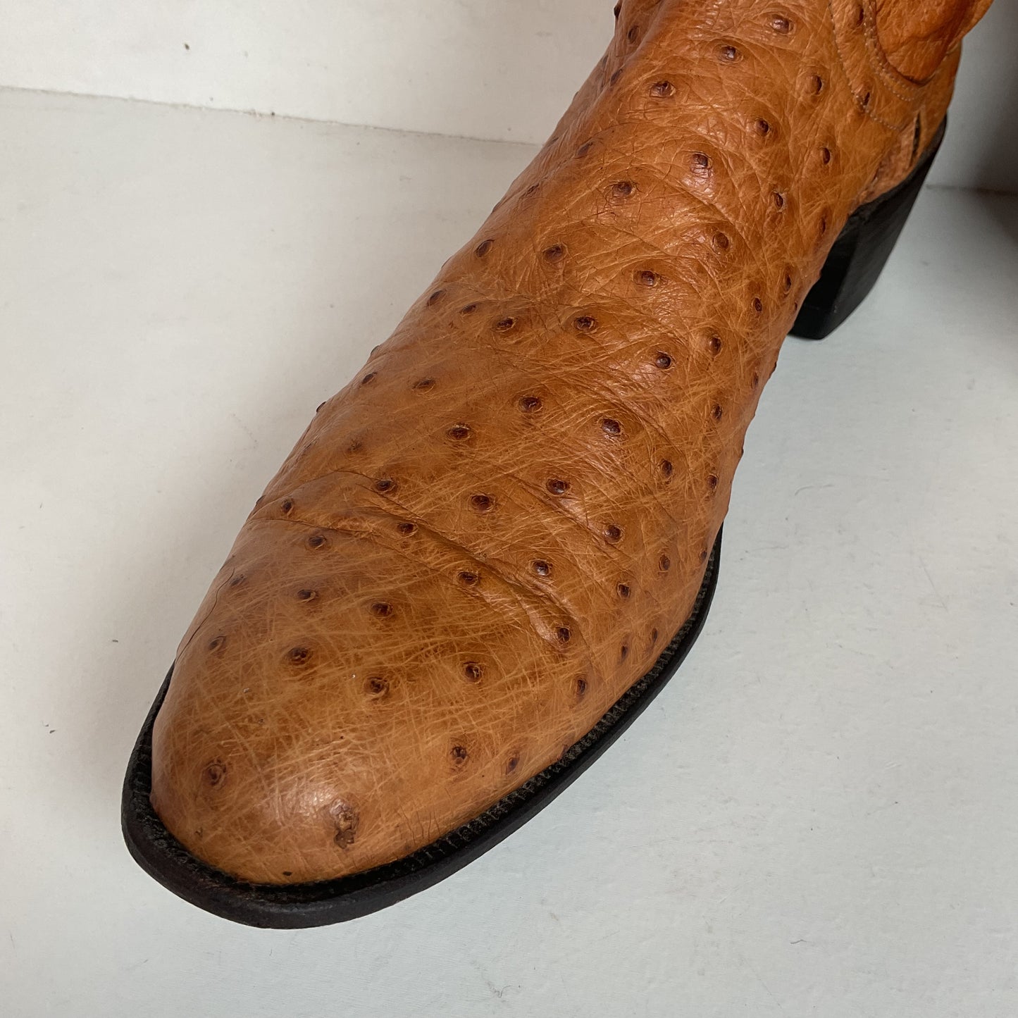 Custom Tall Ostrich Quill Riding Boots 7.5-8 Exotic Cowgirl