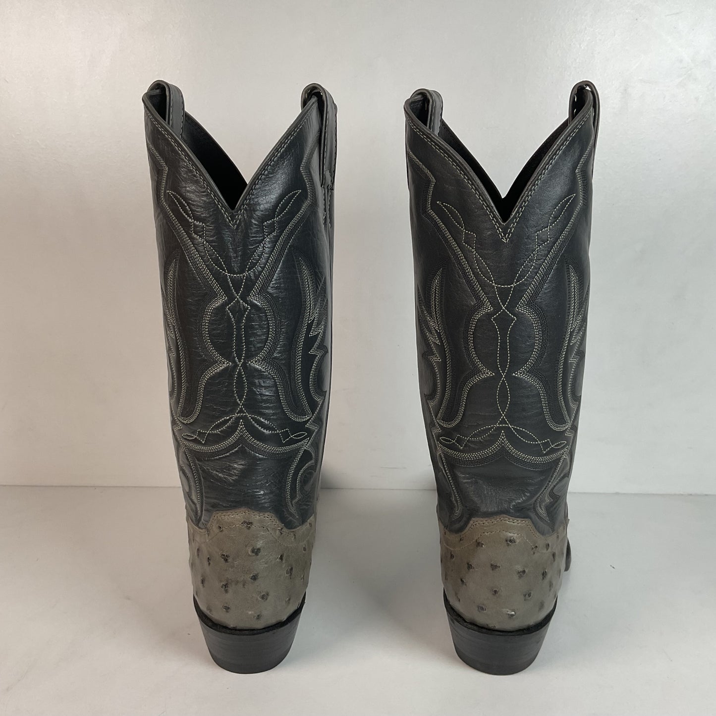 Vintage Justin Grey Ostrich Quill Cowboy Boots 9.5 D Exotic USA Made