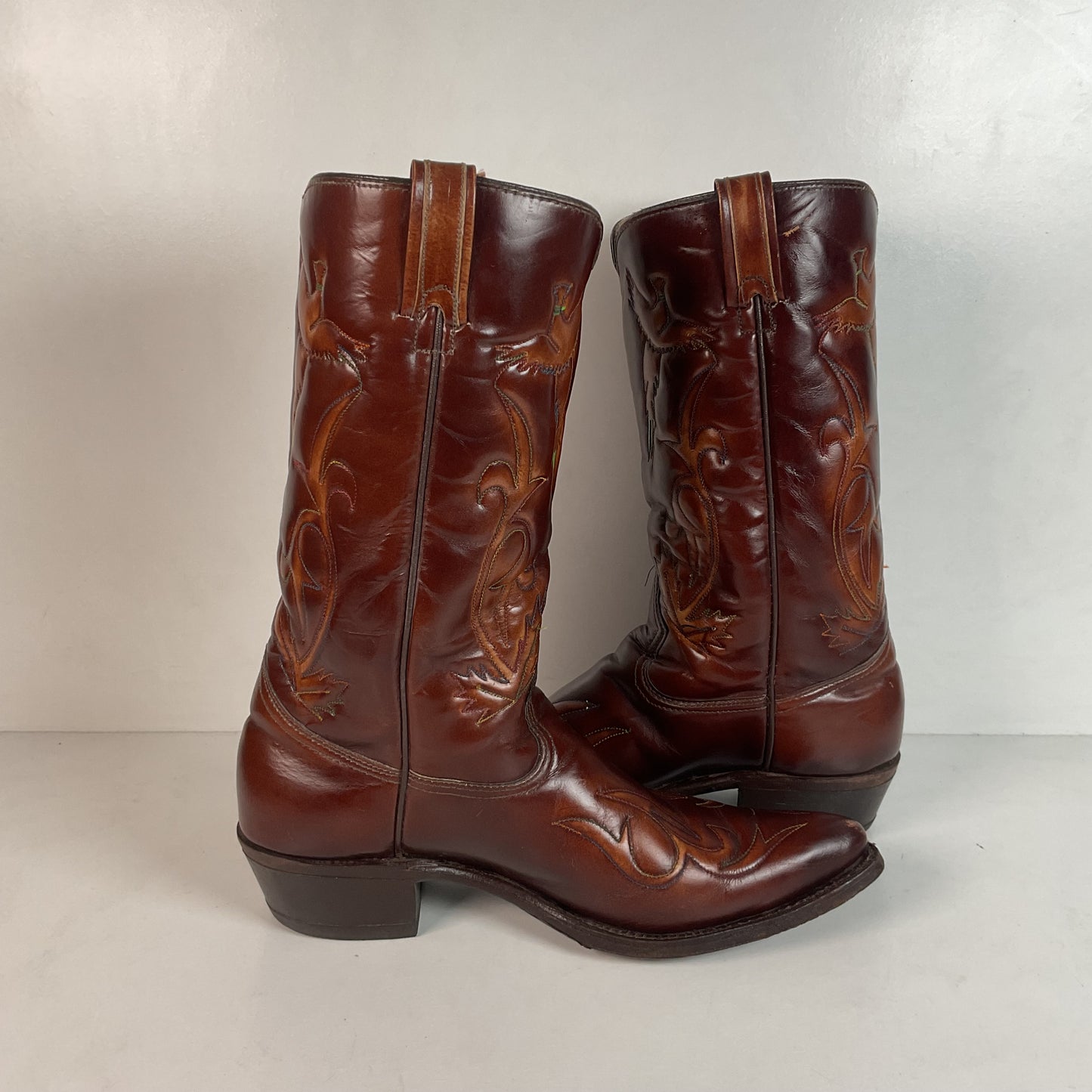 Vintage Texas Brand Thunderbid Cowboy Boots 9.5 D Rising Pheonix USA Made
