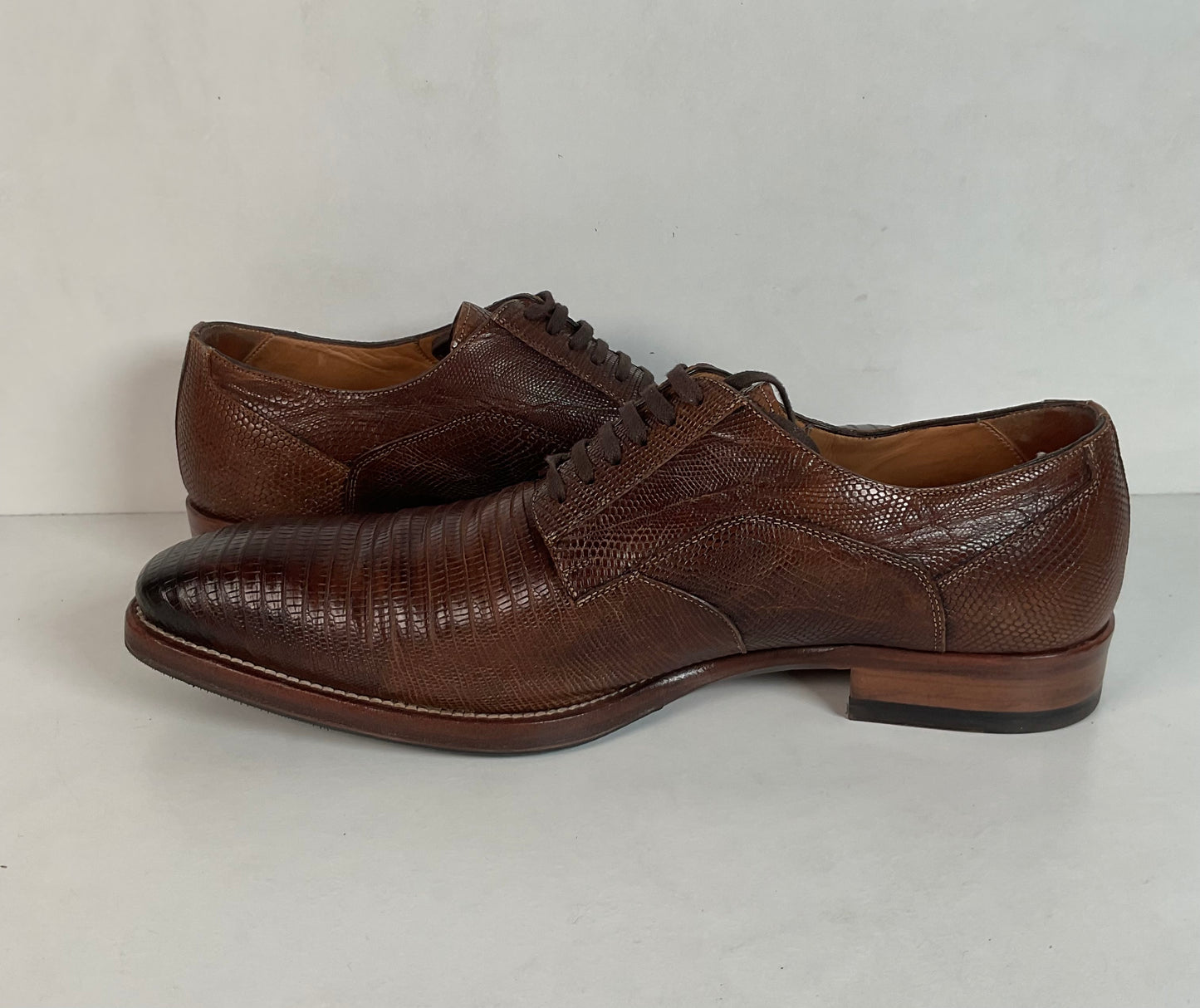 Mezlan Brown Teju Lizard Derby Shoes Brown 9 M Recrafted