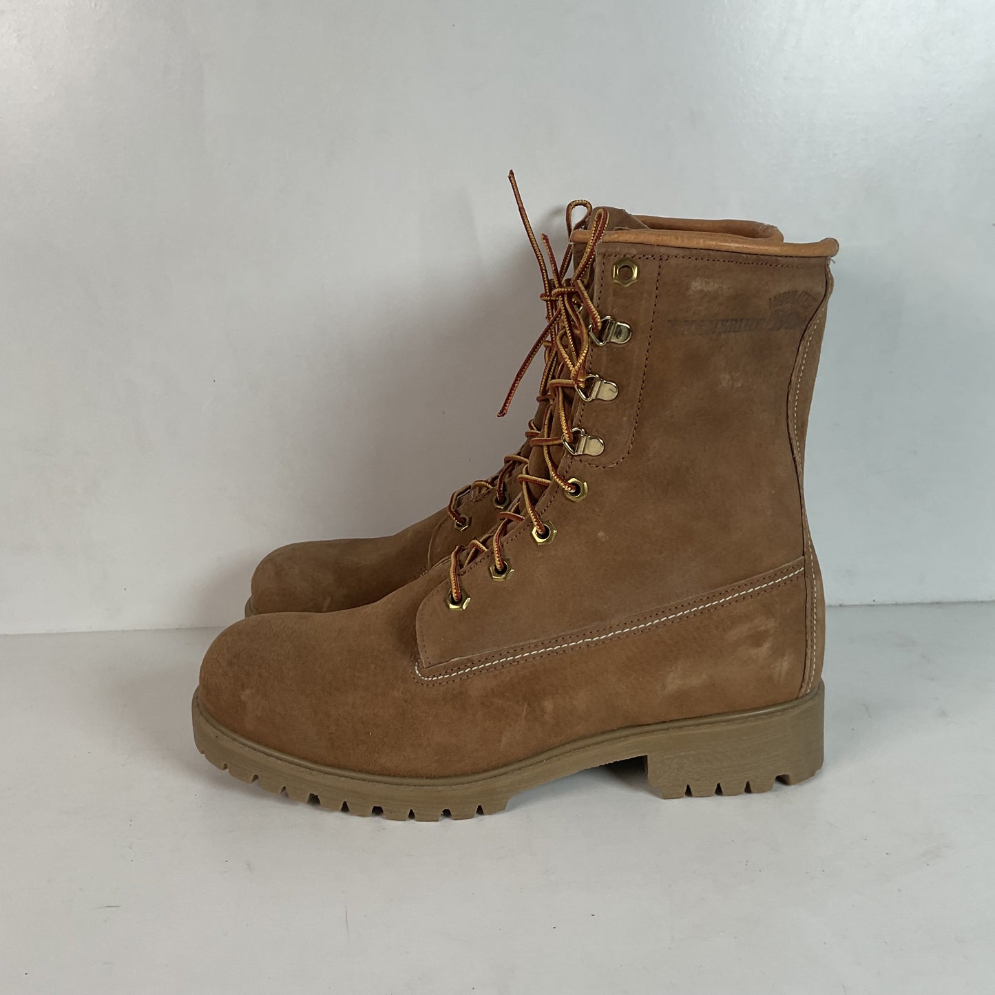 Vintage Wolverine Suede Logger Boots 8 E USA Made Winter Insulated